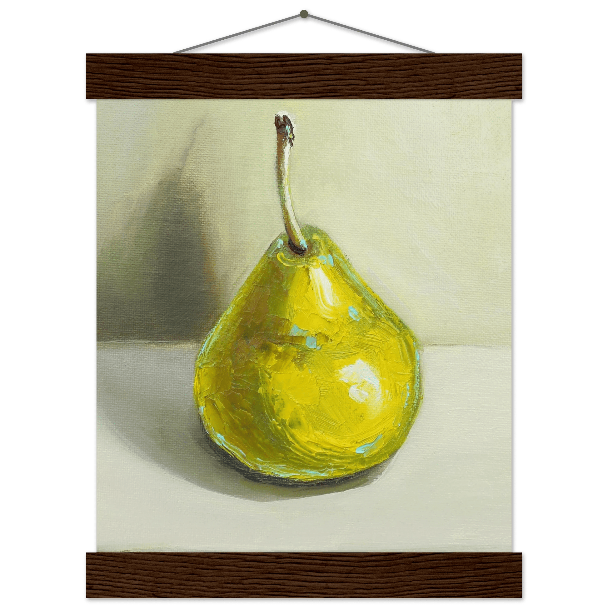 Pear Print | Green Pear Oil Painting Wall Art | Kitchen Poster - Evergreen Posters