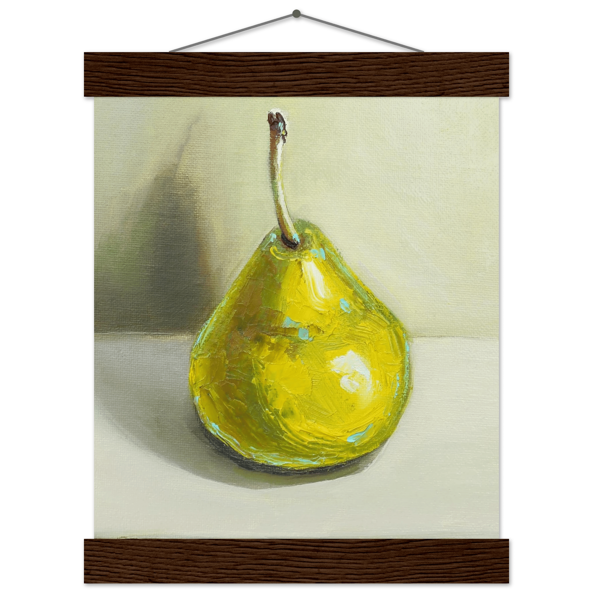 Pear Print | Green Pear Oil Painting Wall Art | Kitchen Poster - Evergreen Posters