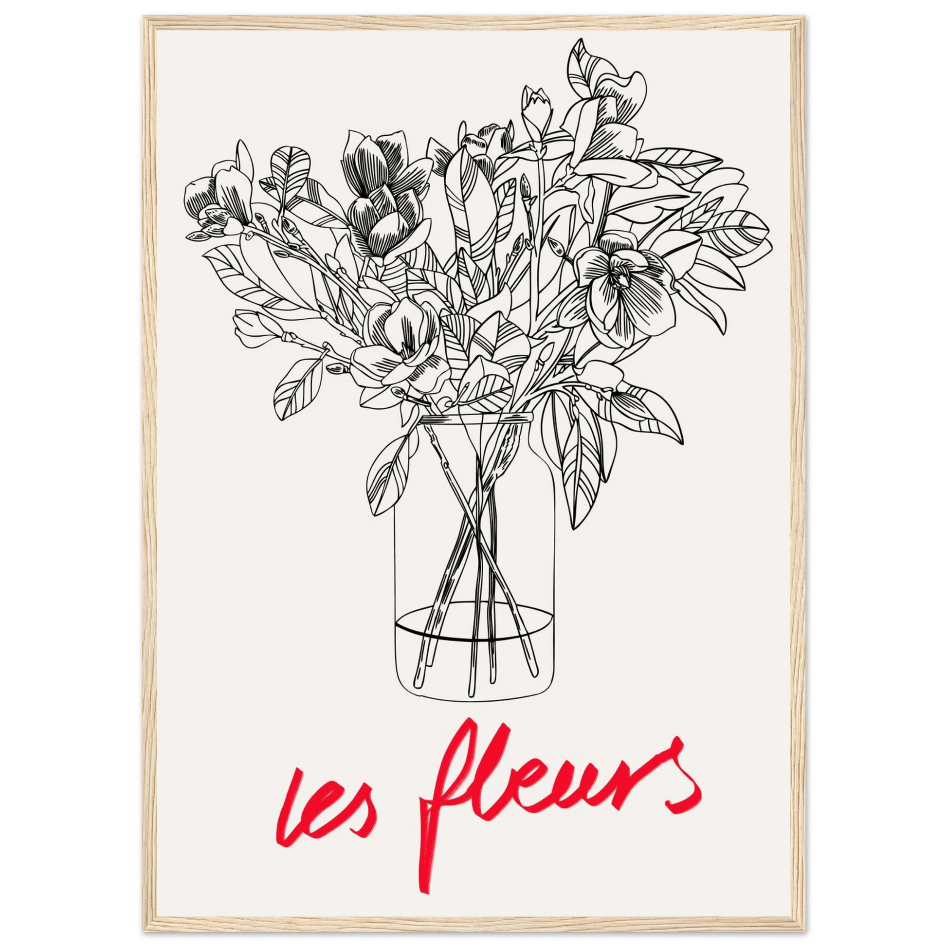 Les Fleurs Botanical Poster | French Flower Line Art Print | Minimalist Floral Wall Decor - Evergreen Posters