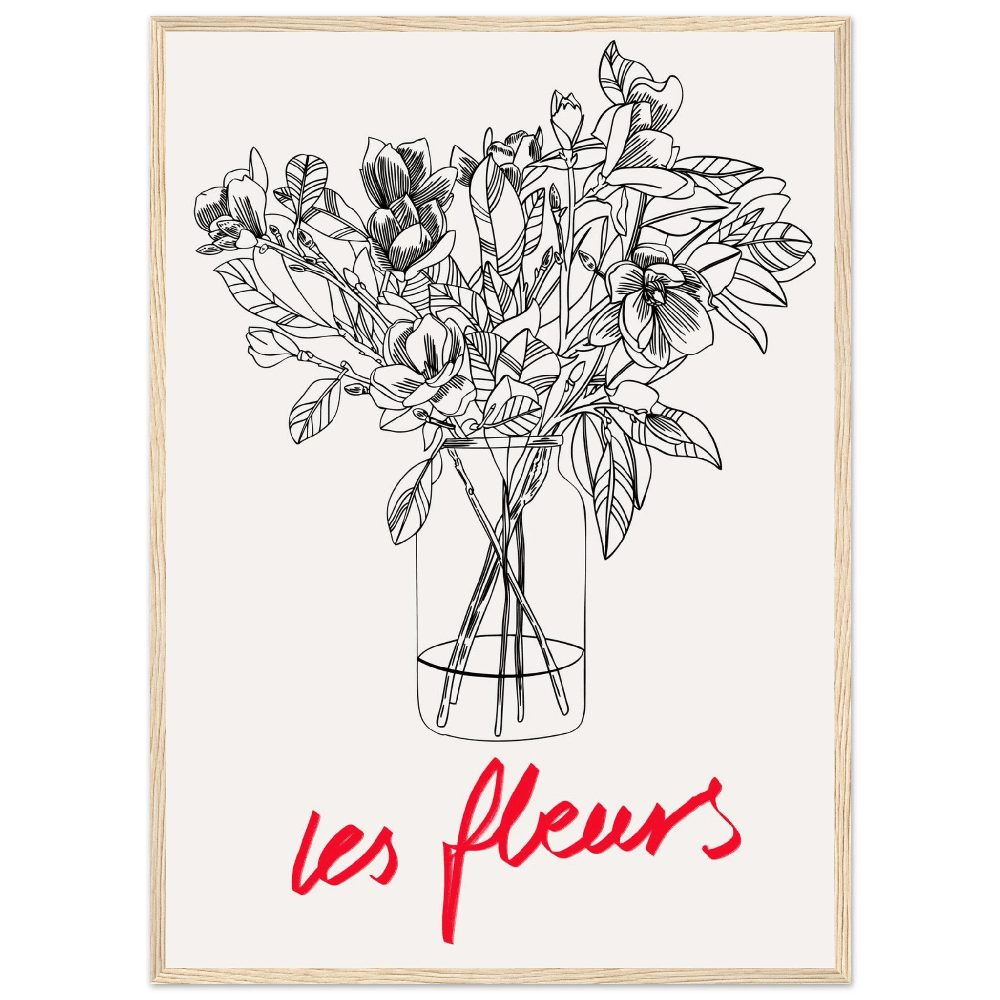 Les Fleurs Botanical Poster | French Flower Line Art Print | Minimalist Floral Wall Decor - Evergreen Posters