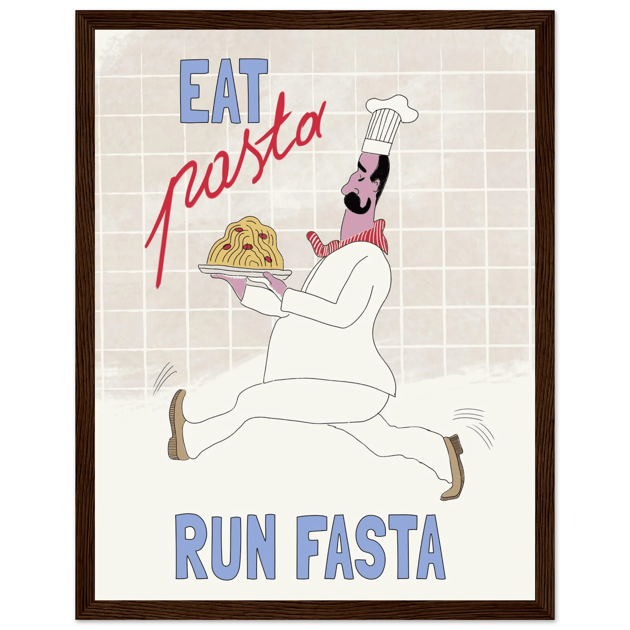 Eat Pasta Run Fasta Poster – Fun Kitchen Wall Art Print (Digital & Printed Options) - Evergreen Posters