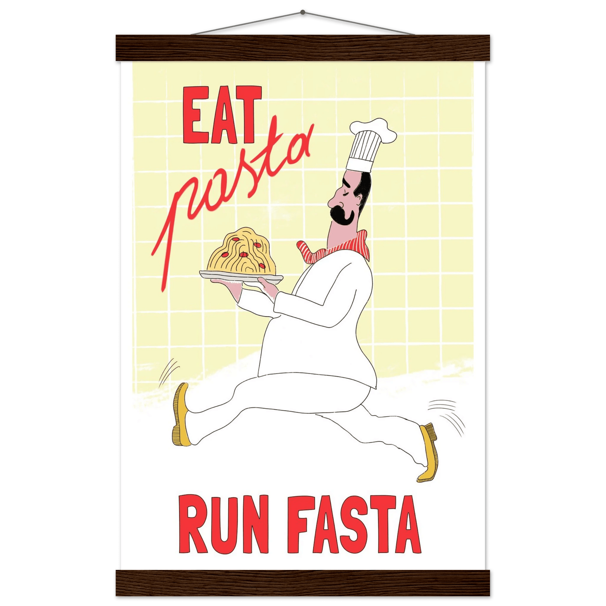 Eat Pasta Run Fasta Poster – Playful Kitchen Wall Art Print (Digital & Printed Options) - Evergreen Posters