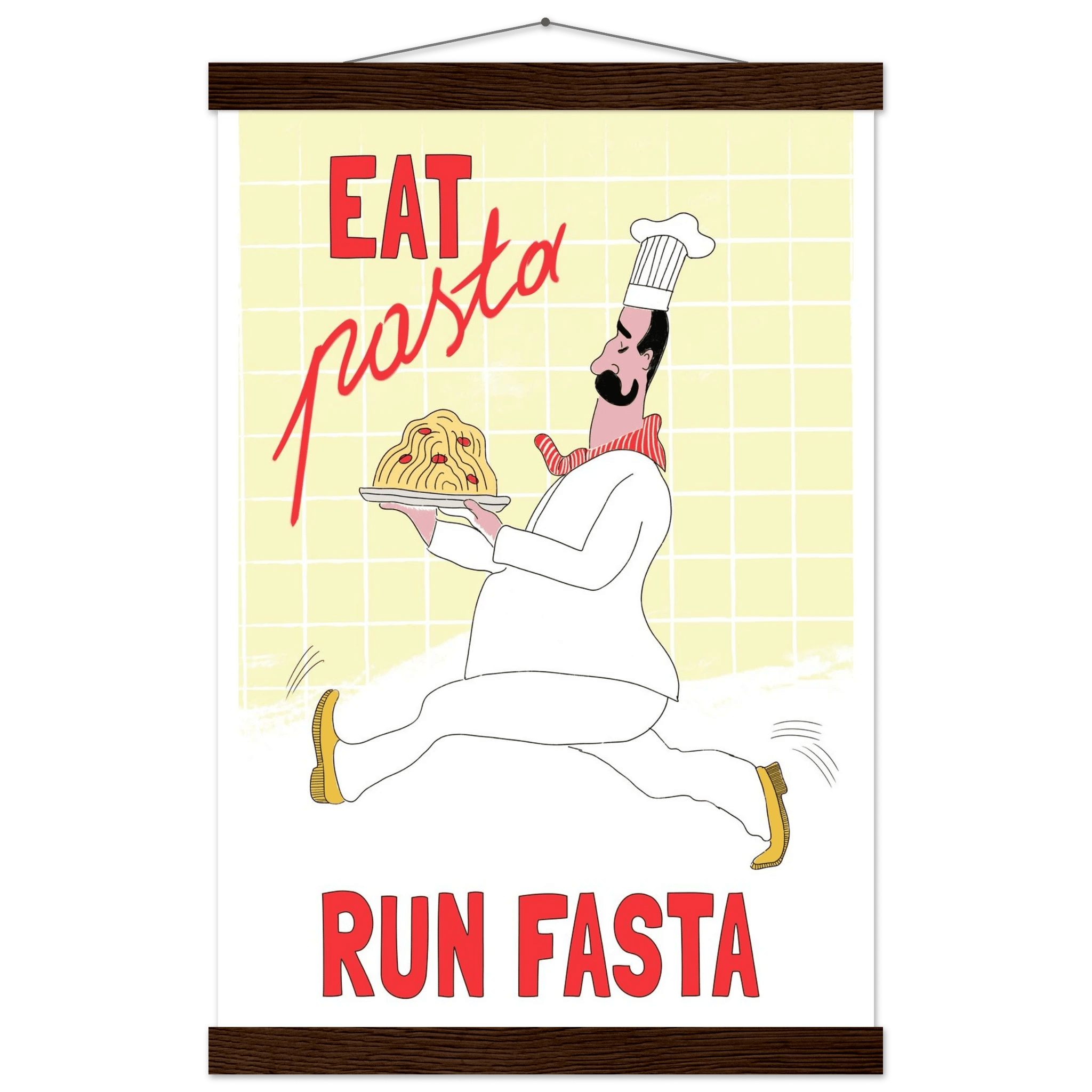 Eat Pasta Run Fasta Poster – Playful Kitchen Wall Art Print (Digital & Printed Options) - Evergreen Posters
