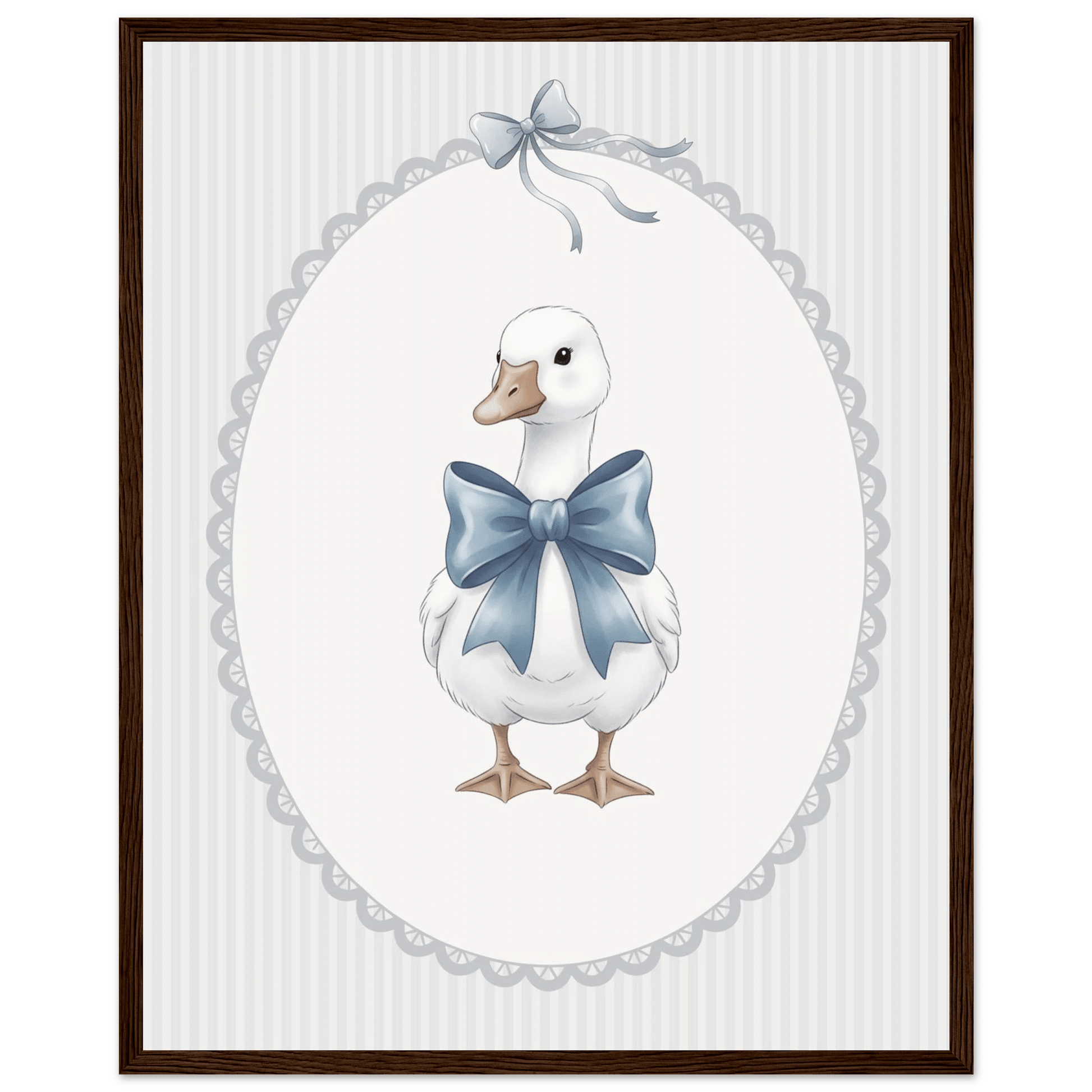 Blue Bow Duck Nursery Poster – Sweet Baby Room Wall Art Print - Evergreen Posters
