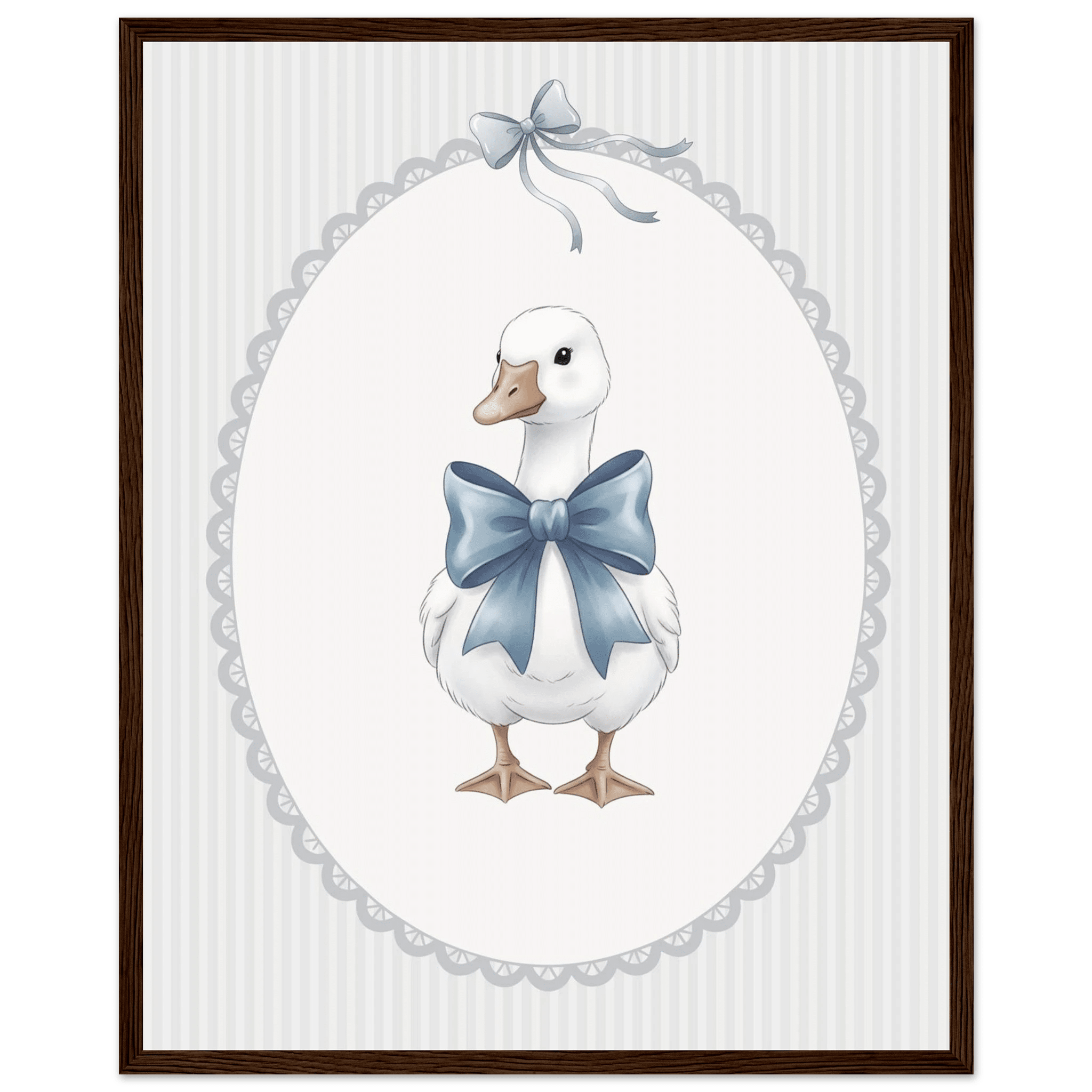 Blue Bow Duck Nursery Poster – Sweet Baby Room Wall Art Print - Evergreen Posters