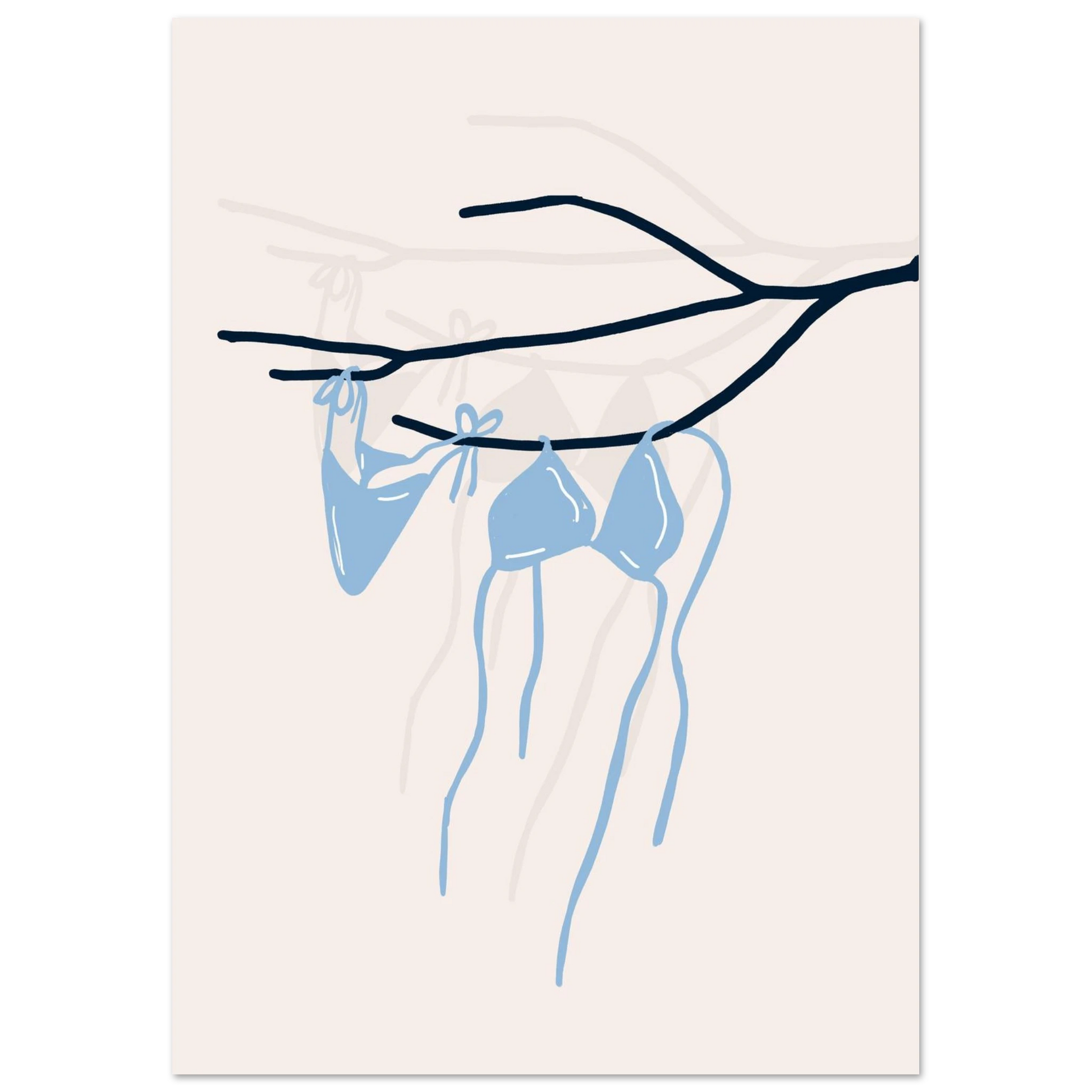 Coastal Bikini Line Art Poster – Minimalist Beach Wall Art Print - Evergreen Posters