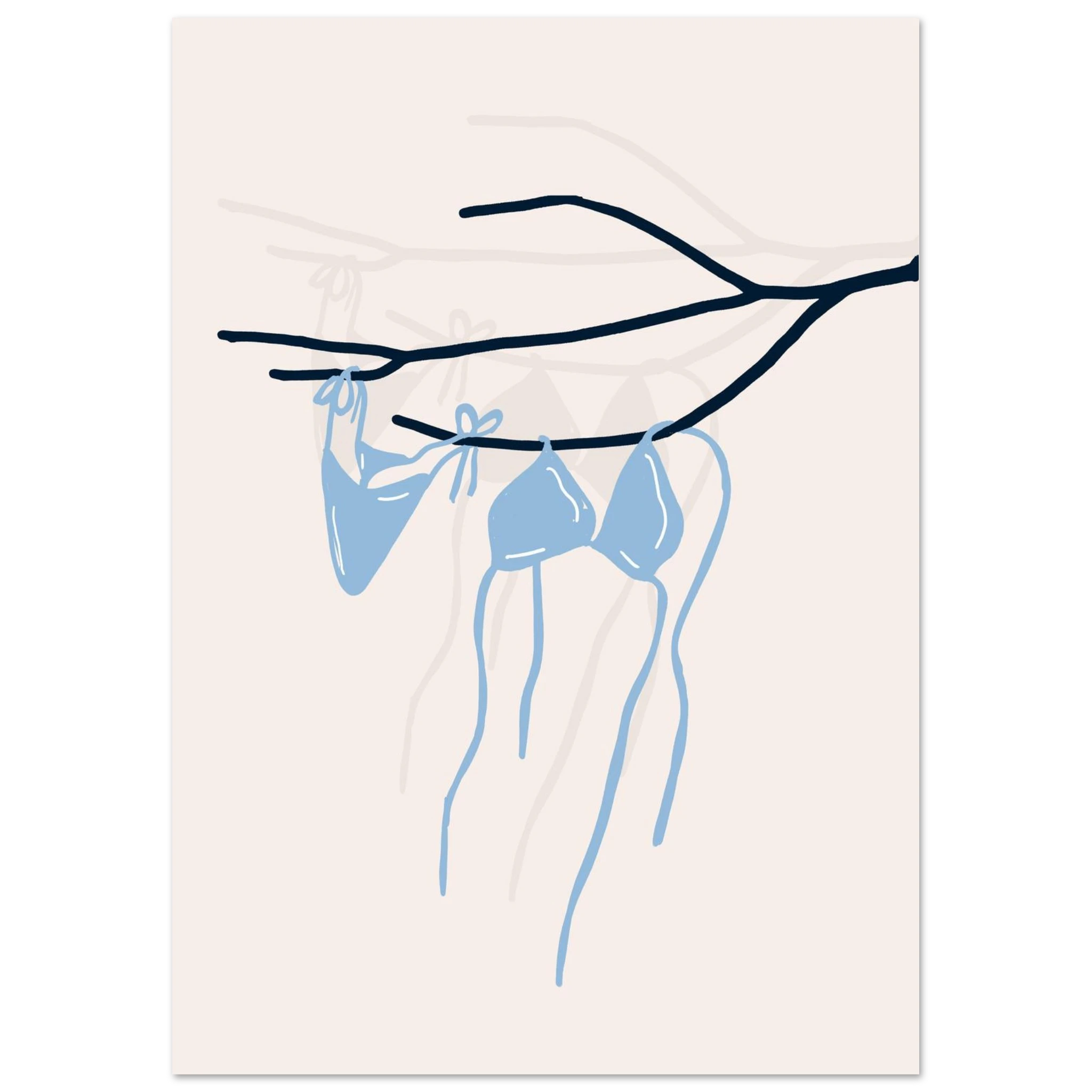 Coastal Bikini Line Art Poster – Minimalist Beach Wall Art Print - Evergreen Posters