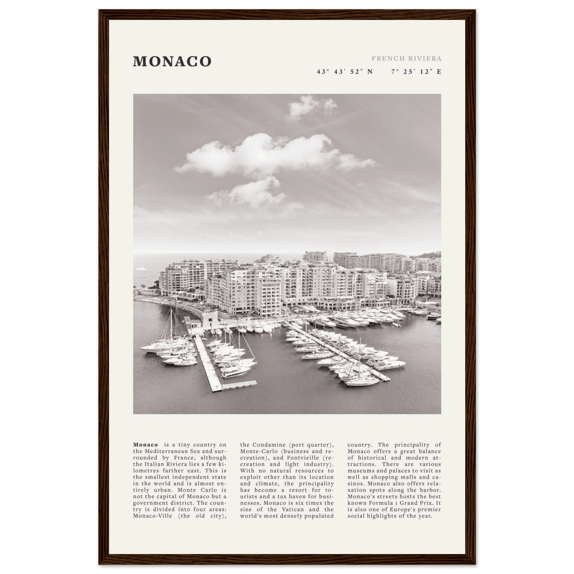 Monaco Poster Black and White – Vintage Monte Carlo Harbor Print (Digital & Printed Options) - Evergreen Posters