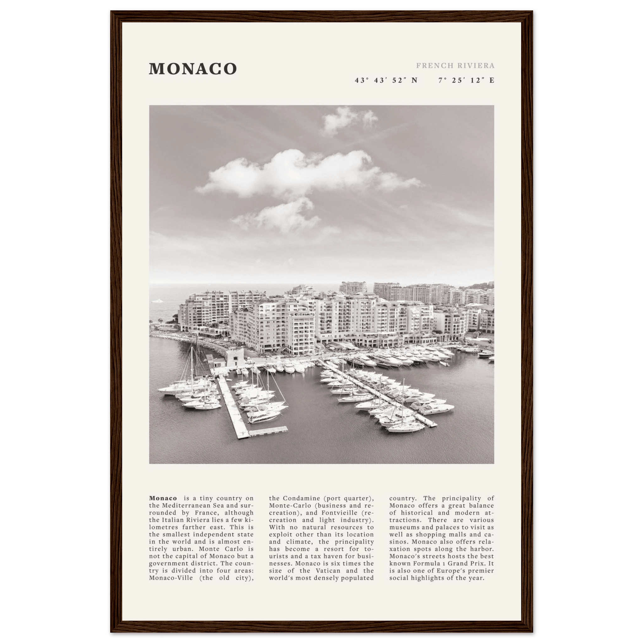 Monaco Poster Black and White – Vintage Monte Carlo Harbor Print (Digital & Printed Options) - Evergreen Posters