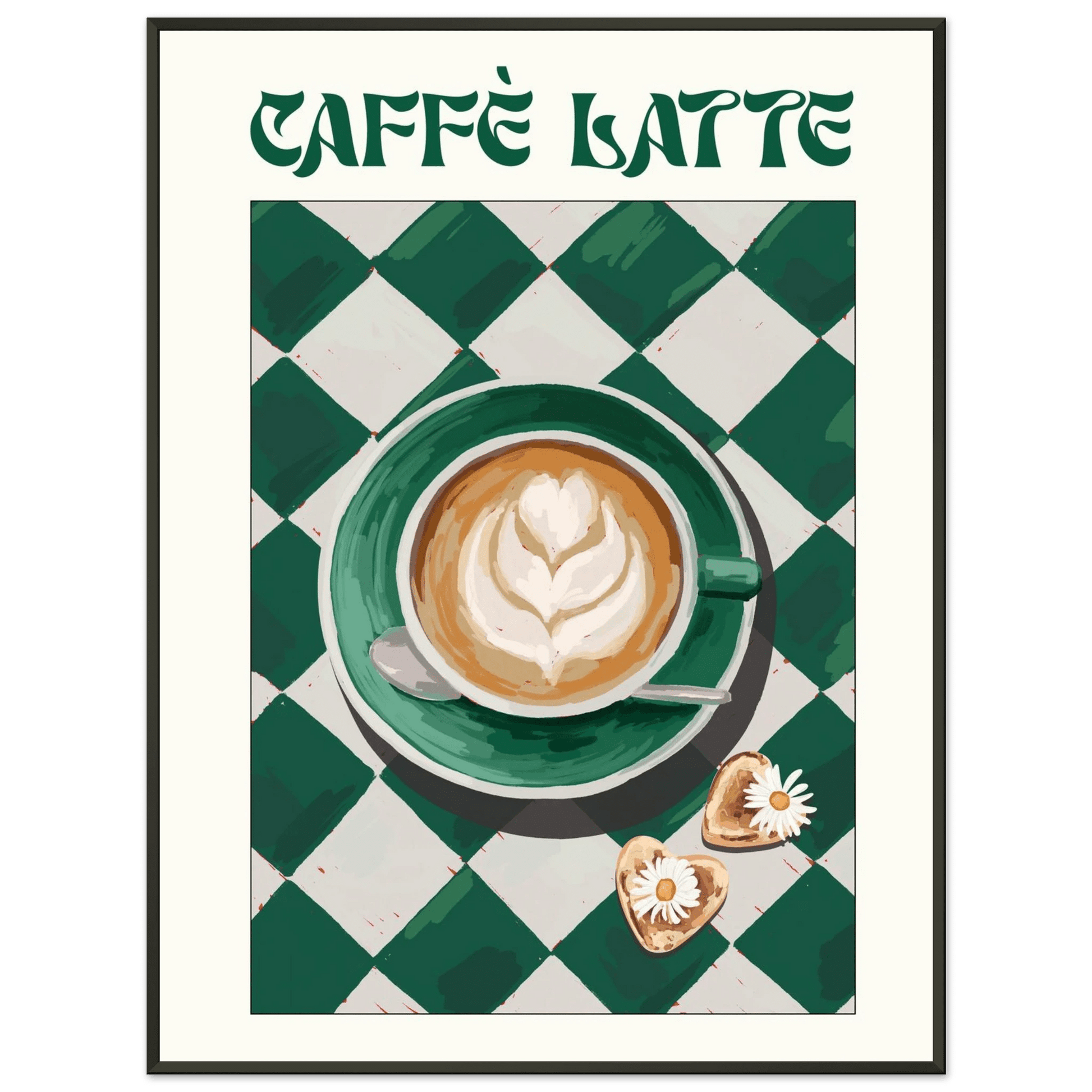 Caffè Latte Poster – Playful Coffee Kitchen Wall Art Print (Digital & Printed Options) - Evergreen Posters