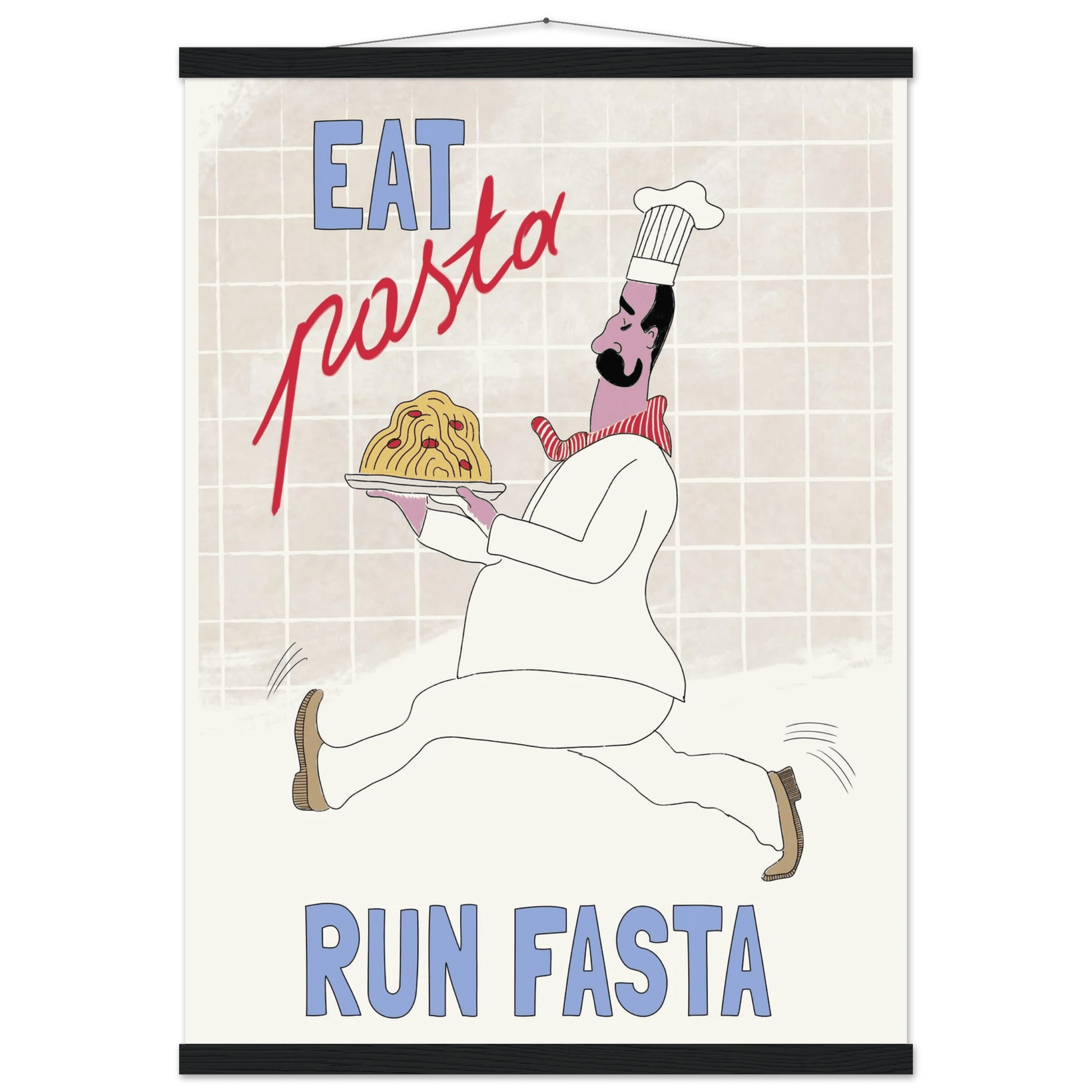 Eat Pasta Run Fasta Poster – Fun Kitchen Wall Art Print (Digital & Printed Options) - Evergreen Posters