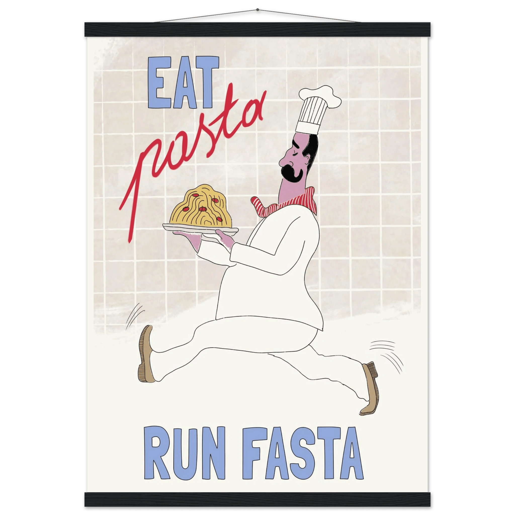 Eat Pasta Run Fasta Poster – Fun Kitchen Wall Art Print (Digital & Printed Options) - Evergreen Posters
