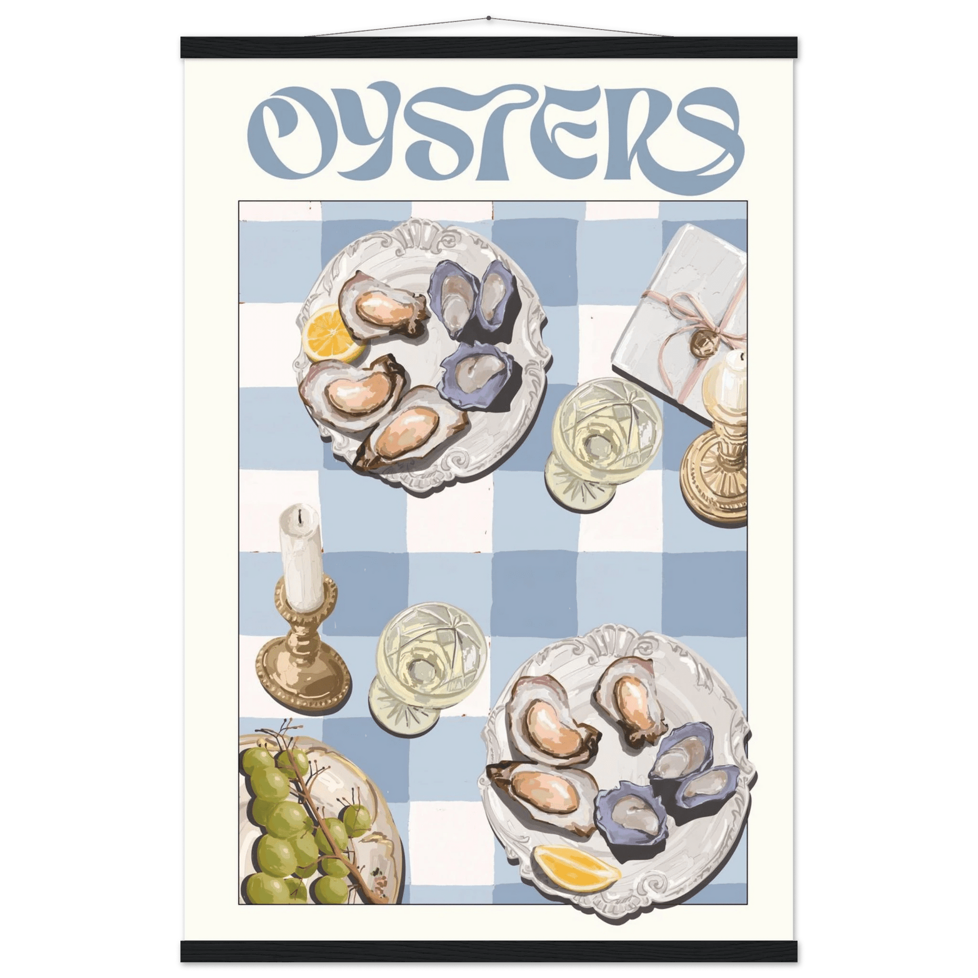 Oysters Poster – Playful Seafood Kitchen Wall Art Print (Digital & Printed Options) - Evergreen Posters