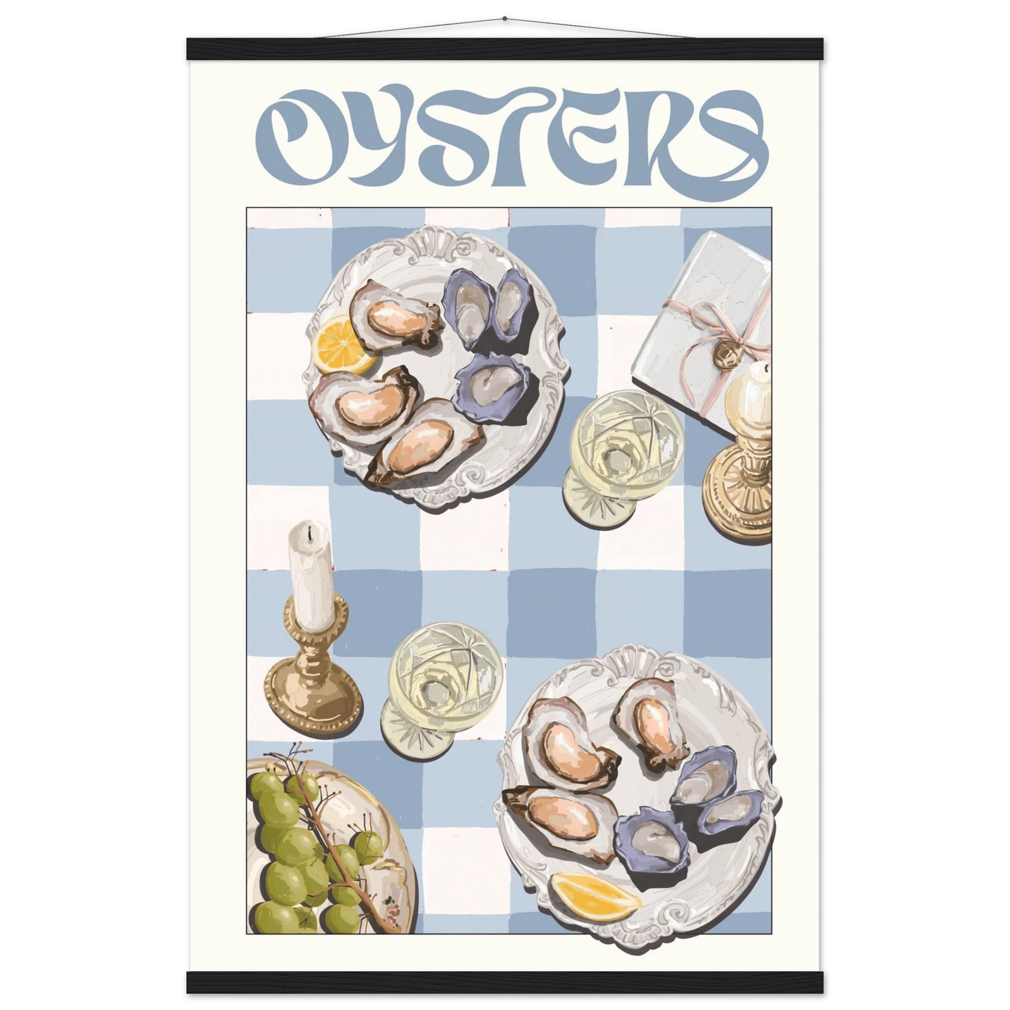 Oysters Poster – Playful Seafood Kitchen Wall Art Print (Digital & Printed Options) - Evergreen Posters