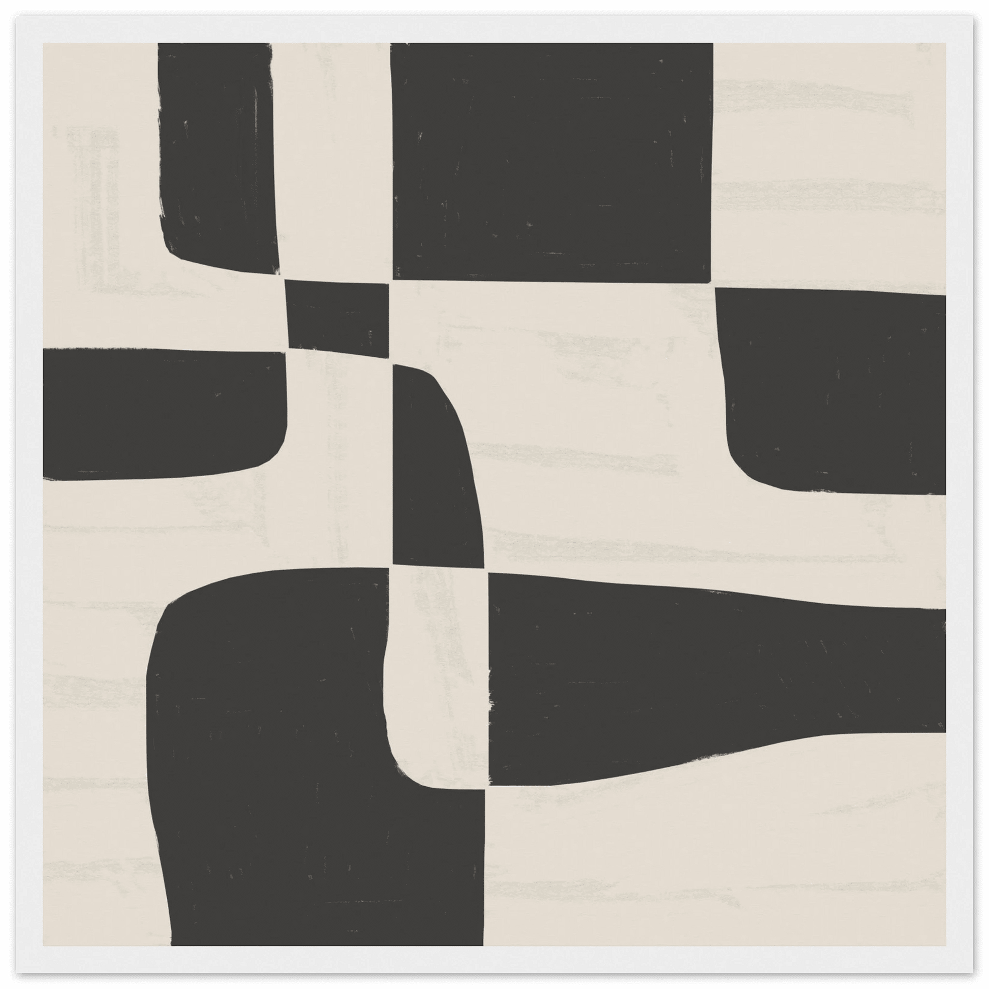 Black & White Abstract Poster | Minimalist Geometric Wall Art | Modern Living Room Print - Evergreen Posters