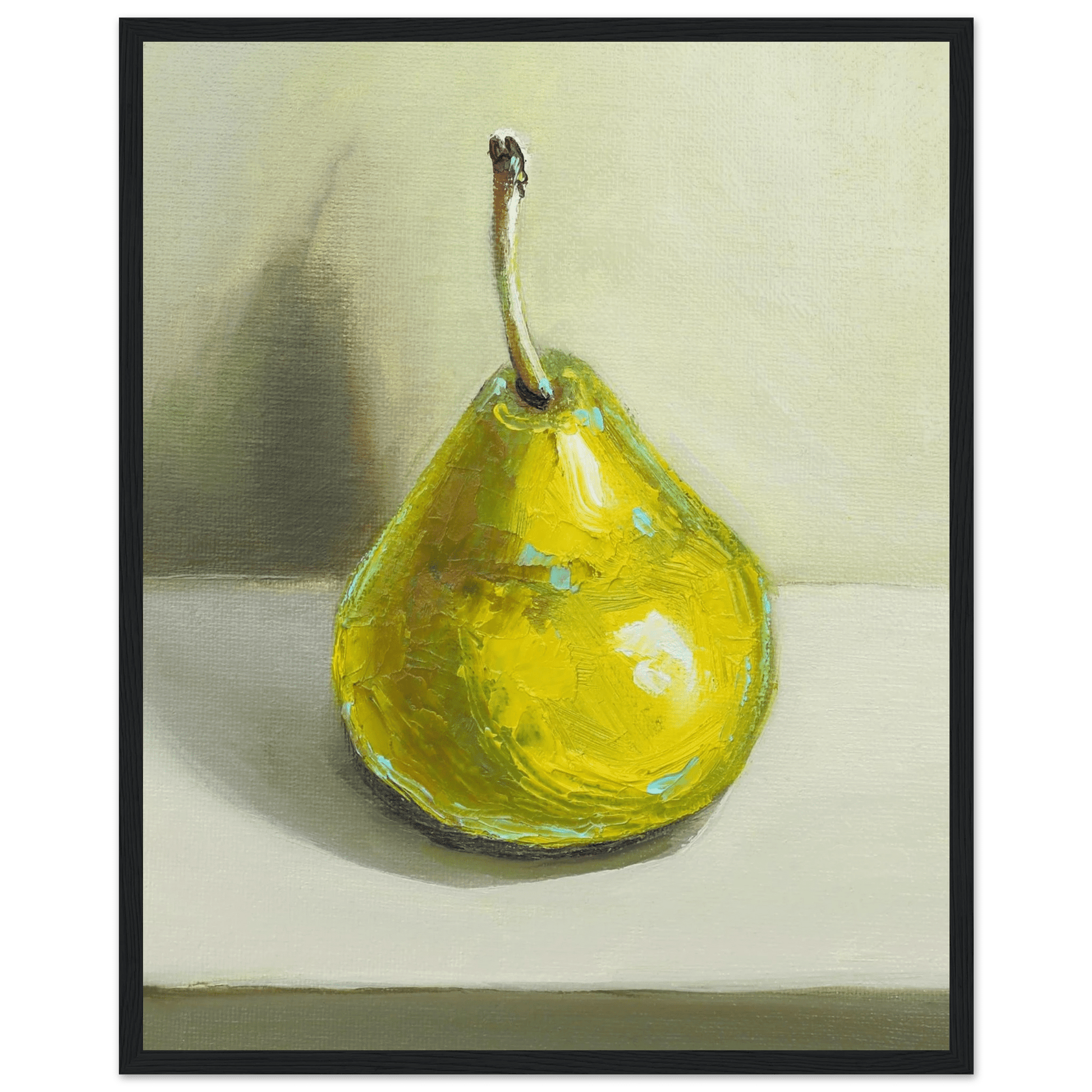 Pear Print | Green Pear Oil Painting Wall Art | Kitchen Poster - Evergreen Posters