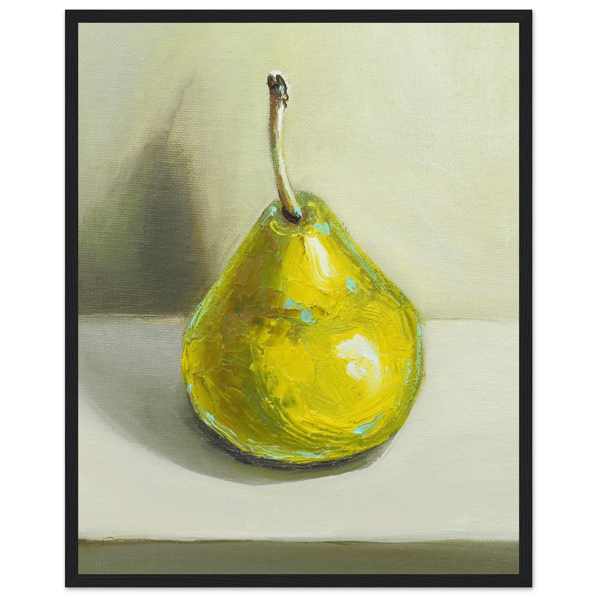 Pear Print | Green Pear Oil Painting Wall Art | Kitchen Poster - Evergreen Posters