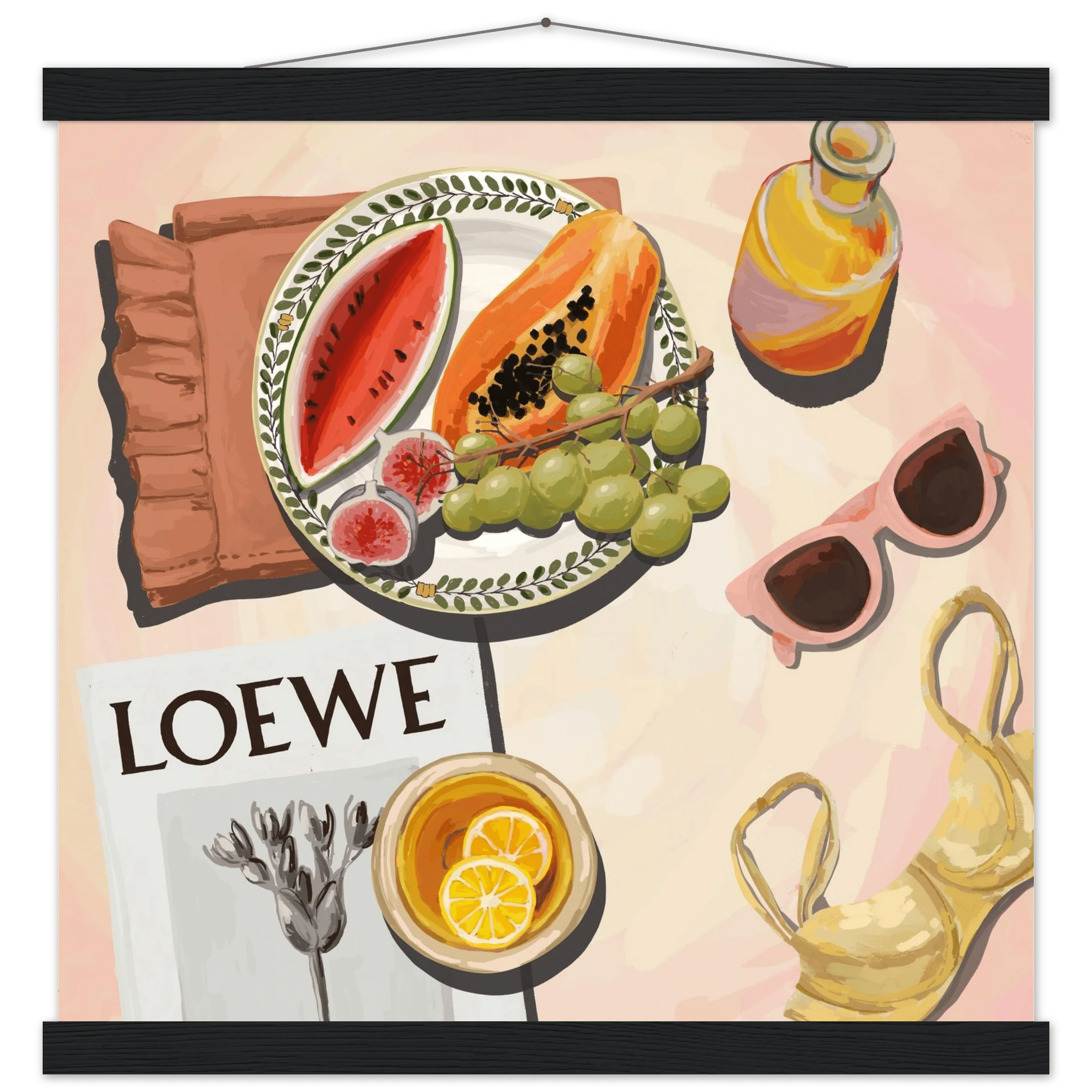 Loewe Summer Fruits Poster | Dopamine Decor Food Wall Art | Pastel Square Kitchen Print - Evergreen Posters - 29