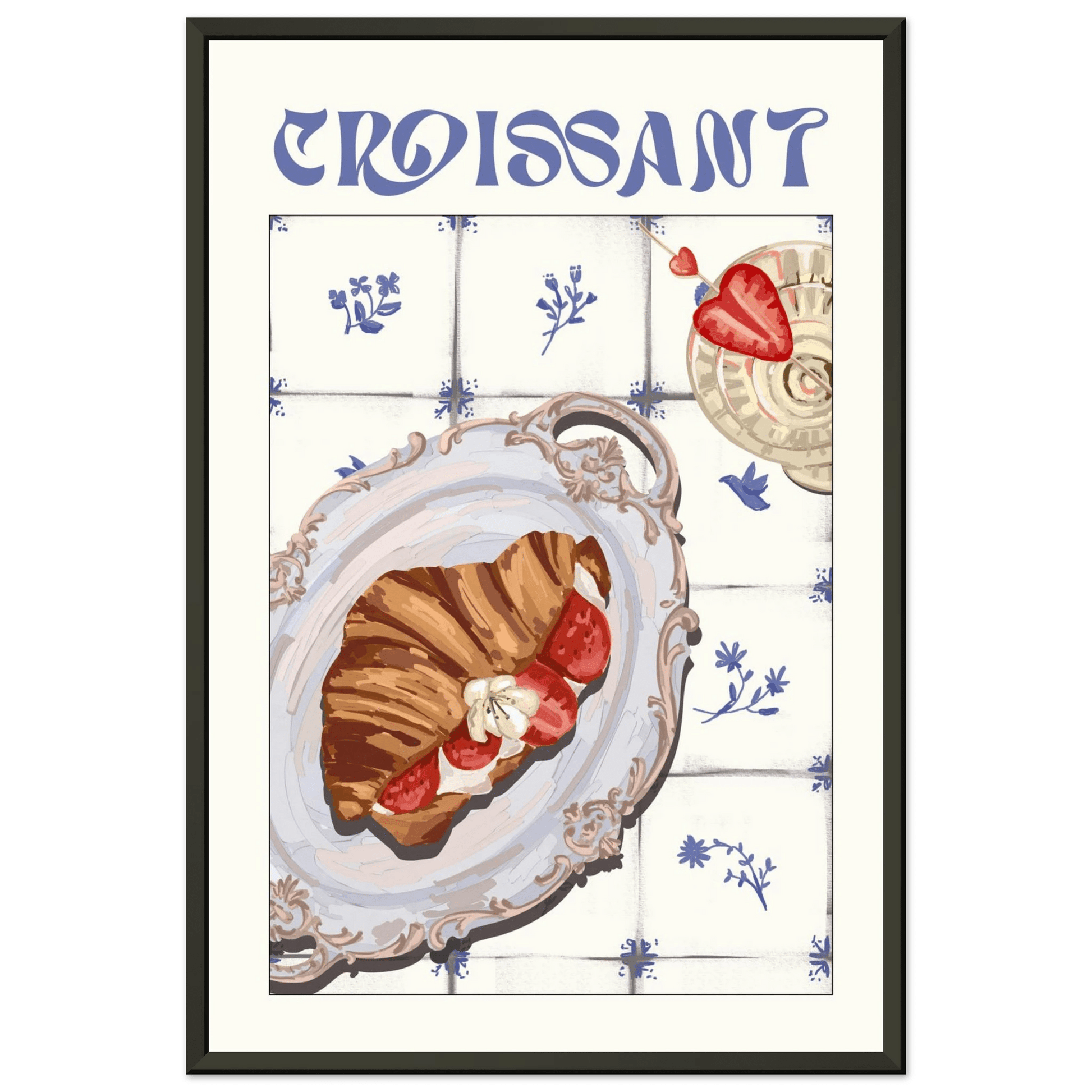 Croissant Poster – Charming French Breakfast Kitchen Wall Art Print (Digital & Printed Options) - Evergreen Posters