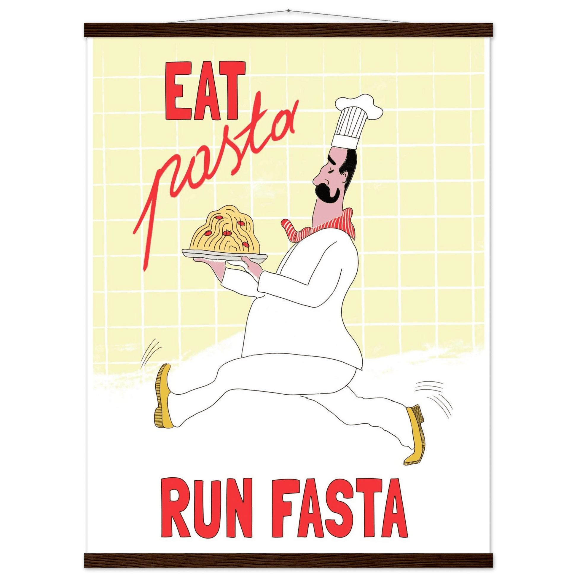 Eat Pasta Run Fasta Poster – Playful Kitchen Wall Art Print (Digital & Printed Options) - Evergreen Posters