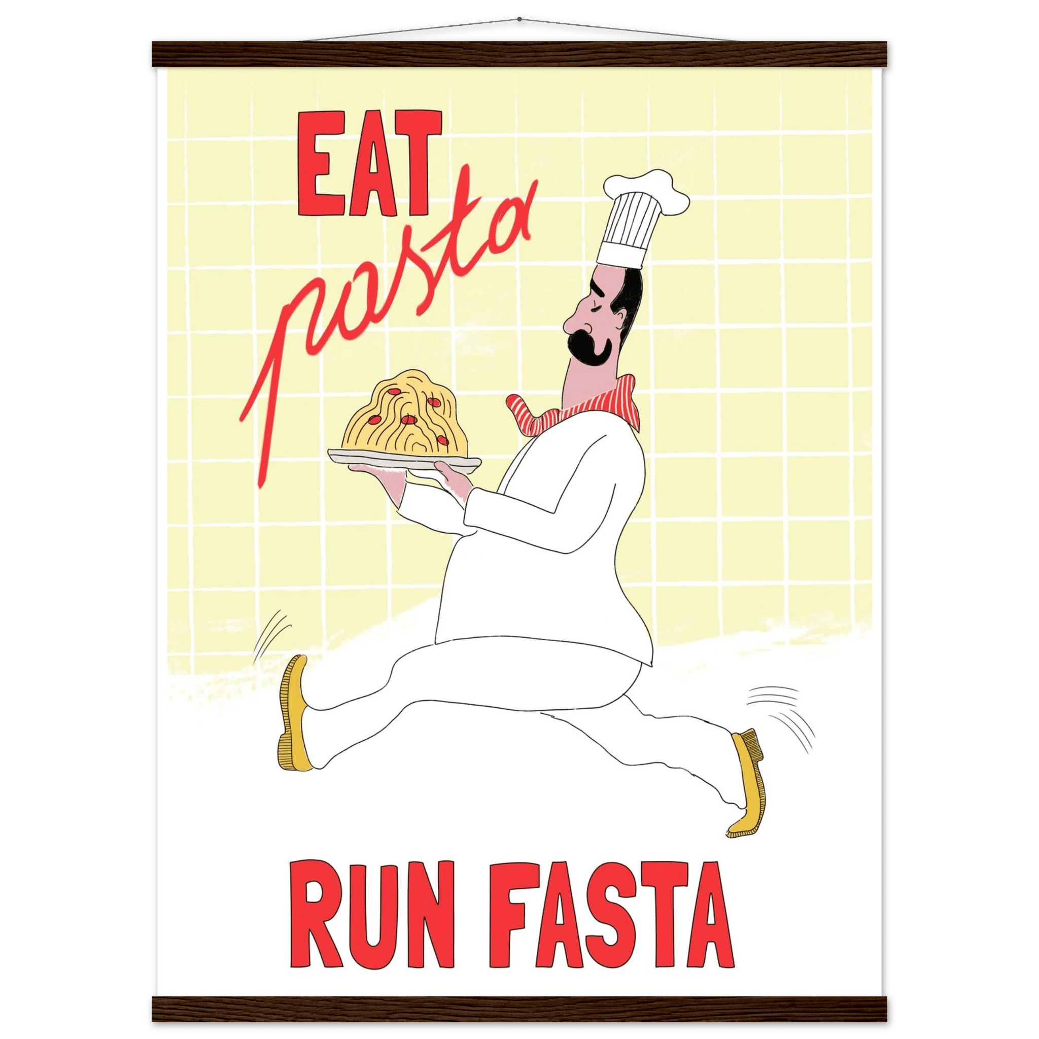 Eat Pasta Run Fasta Poster – Playful Kitchen Wall Art Print (Digital & Printed Options) - Evergreen Posters
