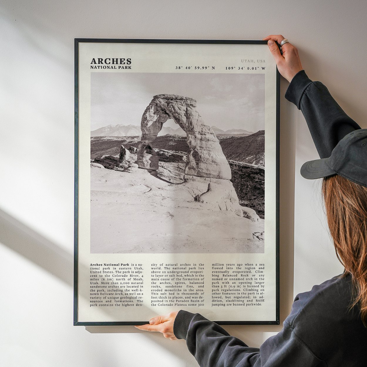 Arches National Park Poster | Black & White Utah Wall Art | Delicate Arch Print - Evergreen Posters