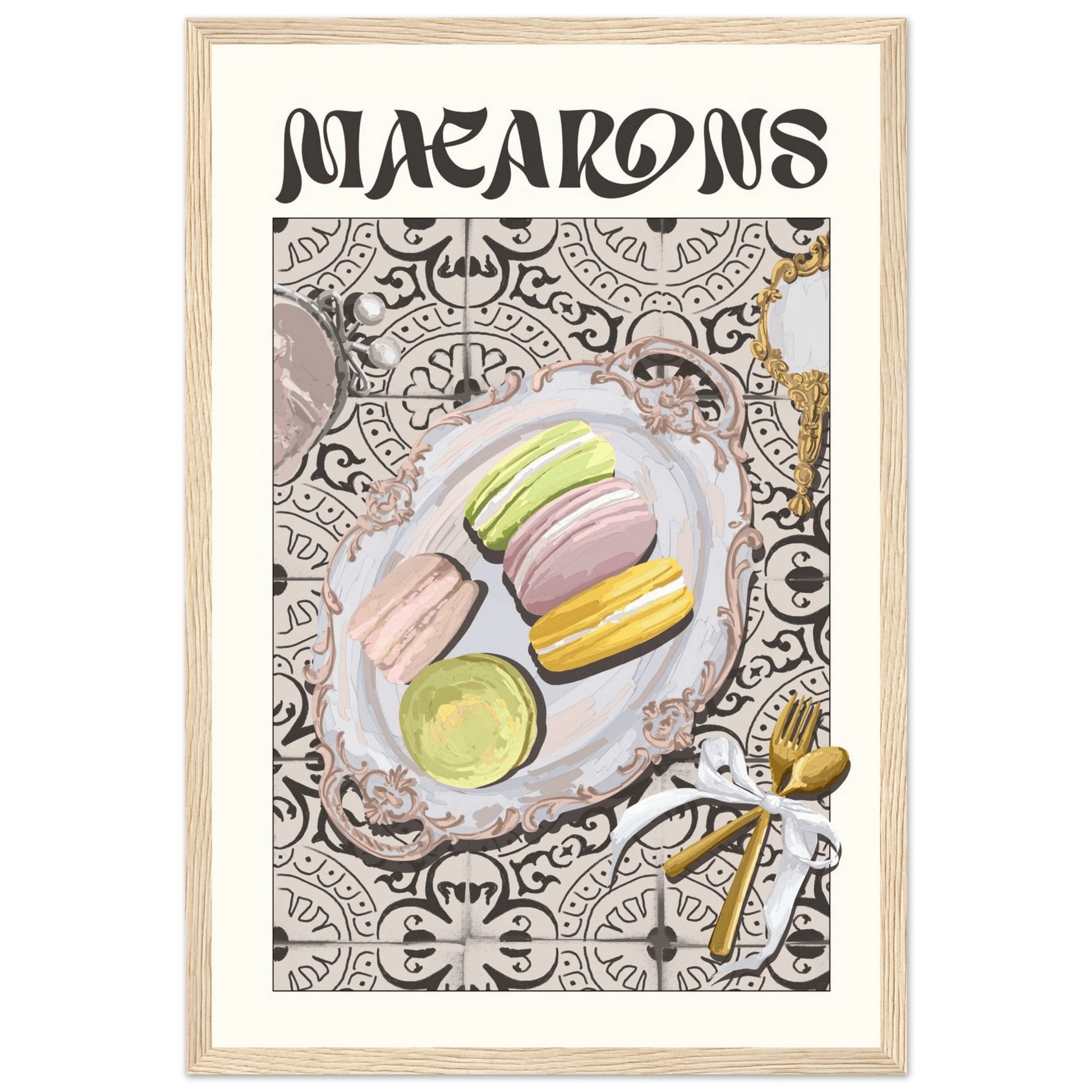 Macarons Poster – Playful French Patisserie Kitchen Wall Art Print (Digital & Printed Options) - Evergreen Posters