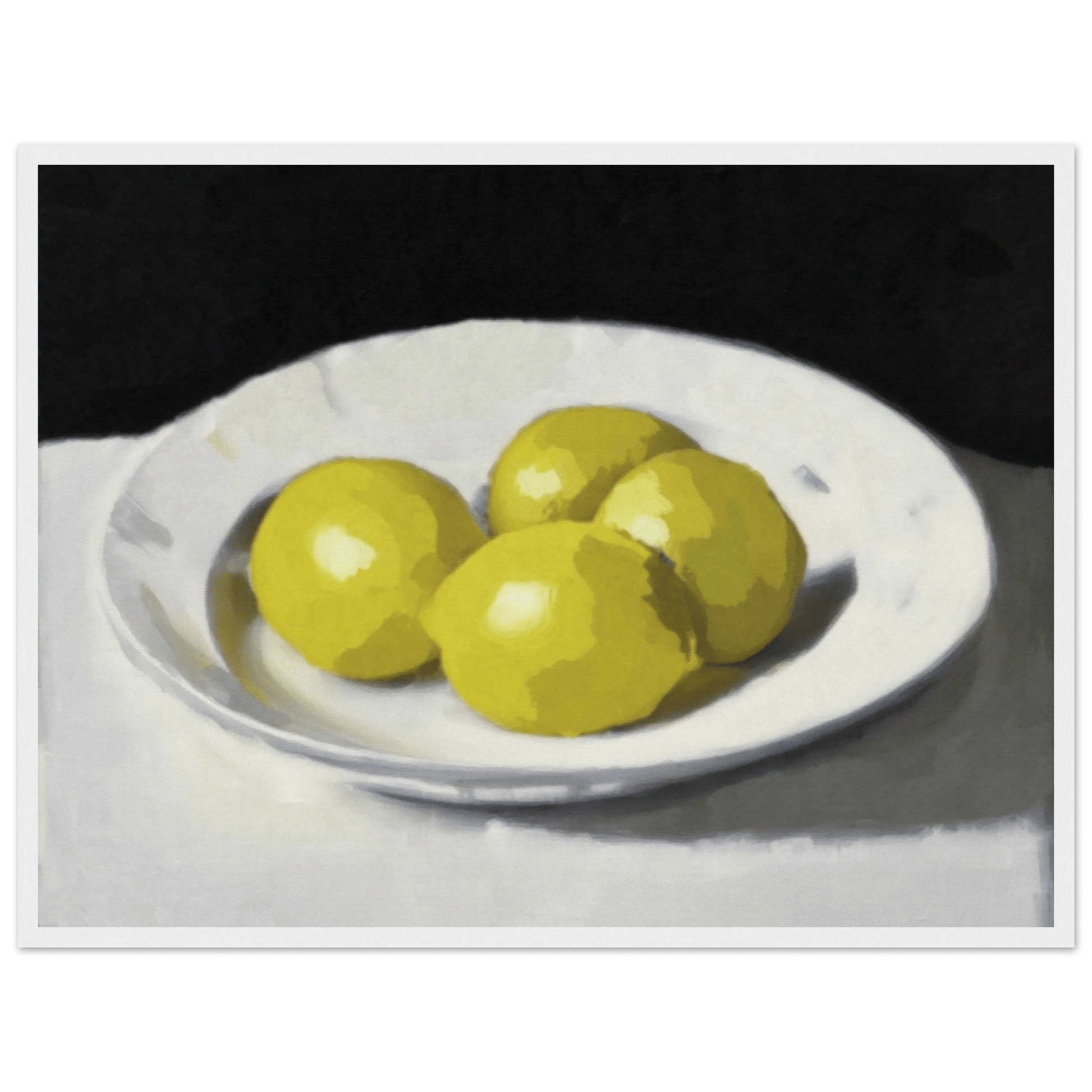 Lemons Print | Three Lemons Oil Painting Wall Art | Kitchen Still Life Poster - Evergreen Posters