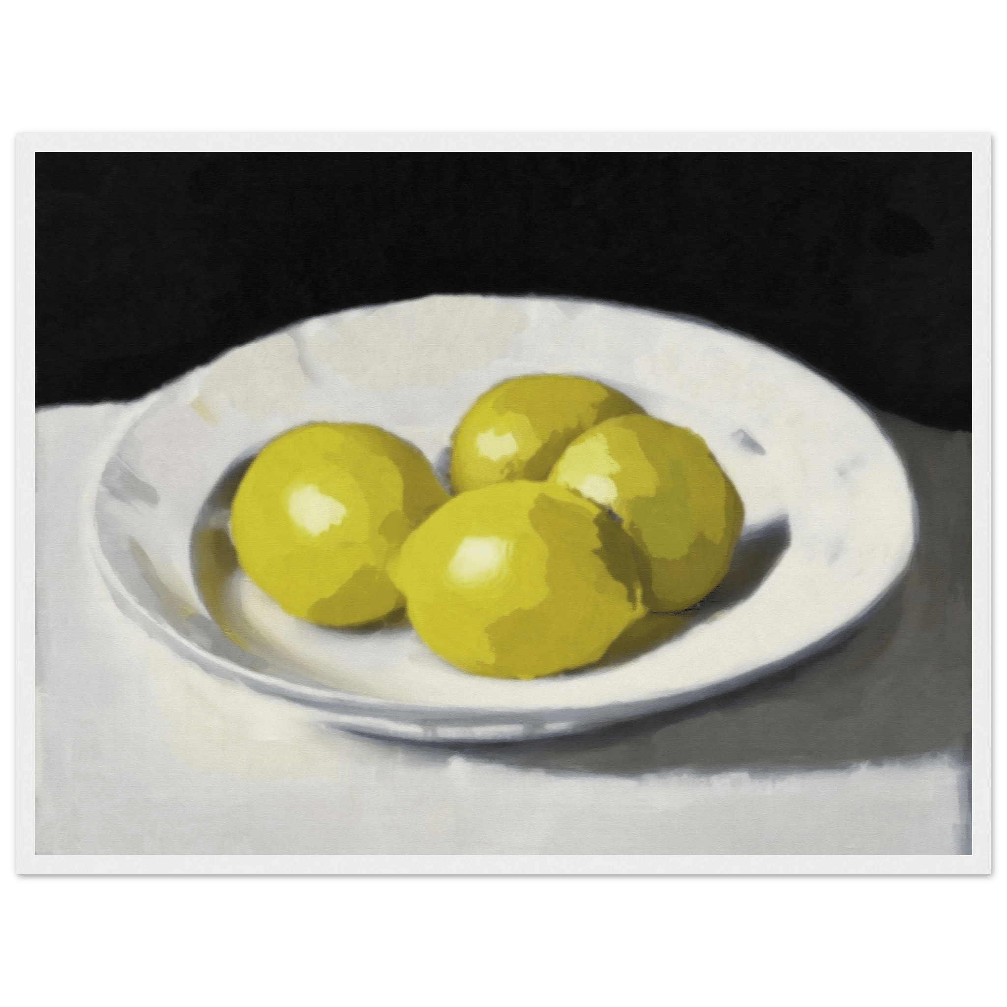 Lemons Print | Three Lemons Oil Painting Wall Art | Kitchen Still Life Poster - Evergreen Posters