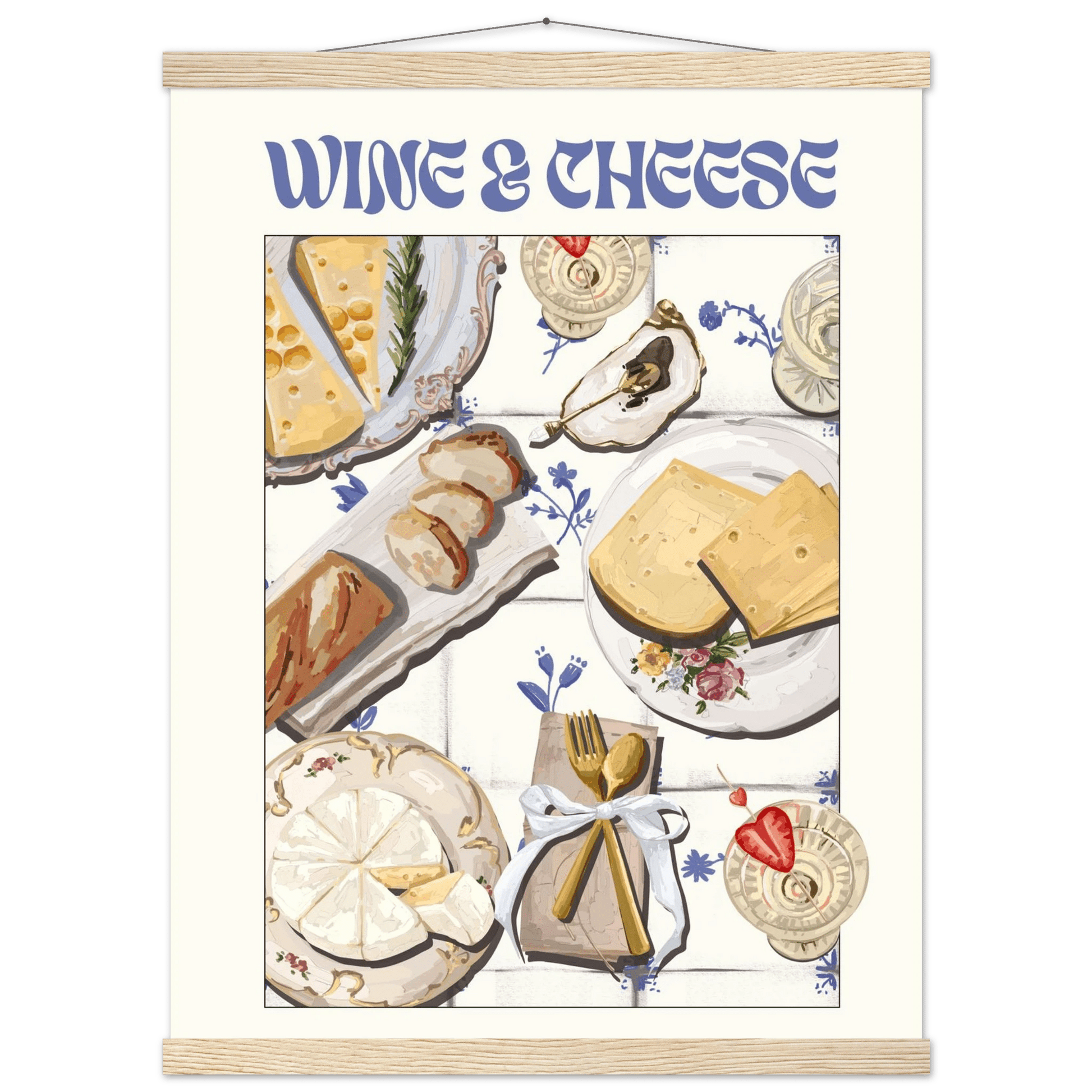 Wine & Cheese Poster – Elegant Kitchen & Dining Wall Art Print (Digital & Printed Options) - Evergreen Posters