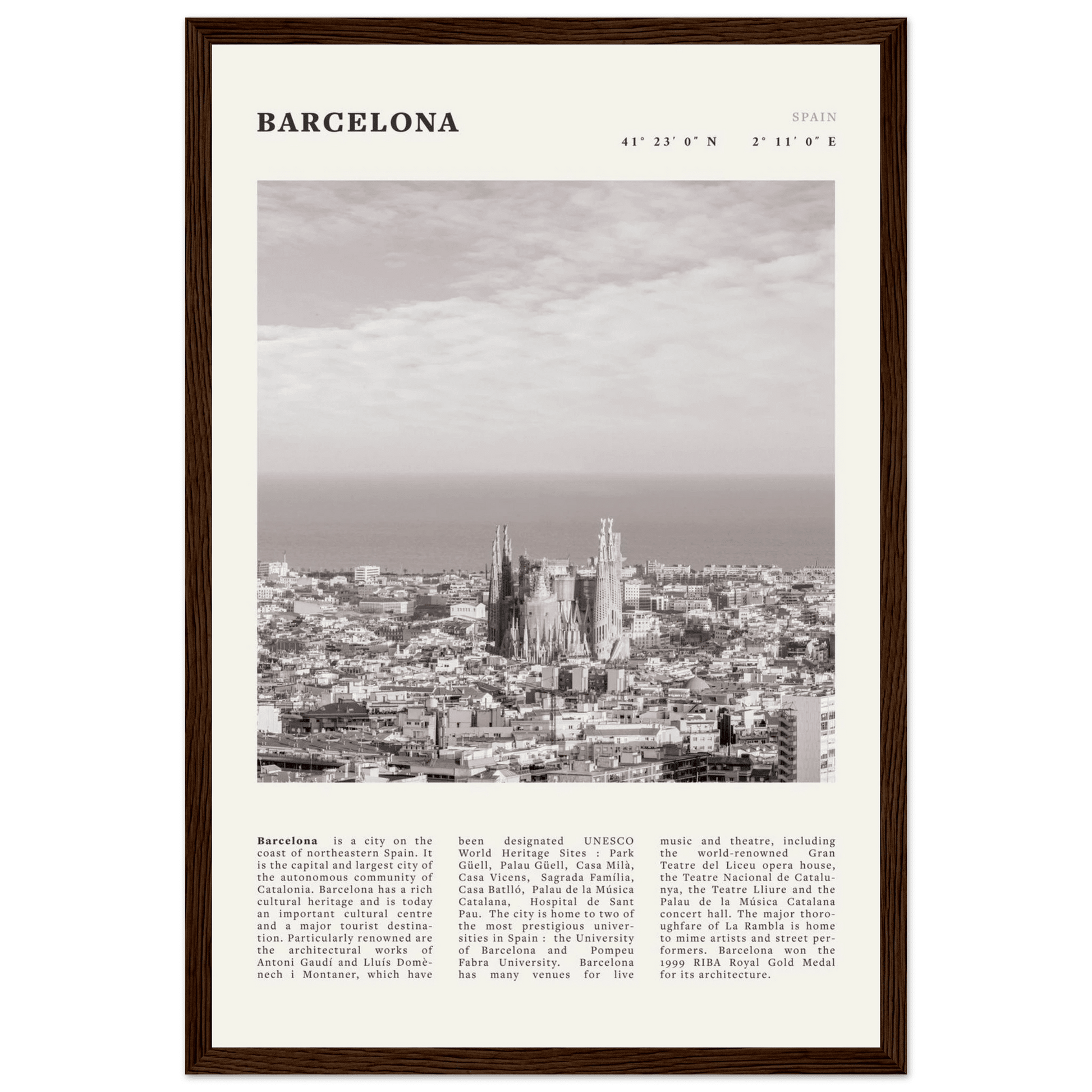 Barcelona Poster | Black & White Sagrada Familia Wall Art | Spain Travel Print - Evergreen Posters