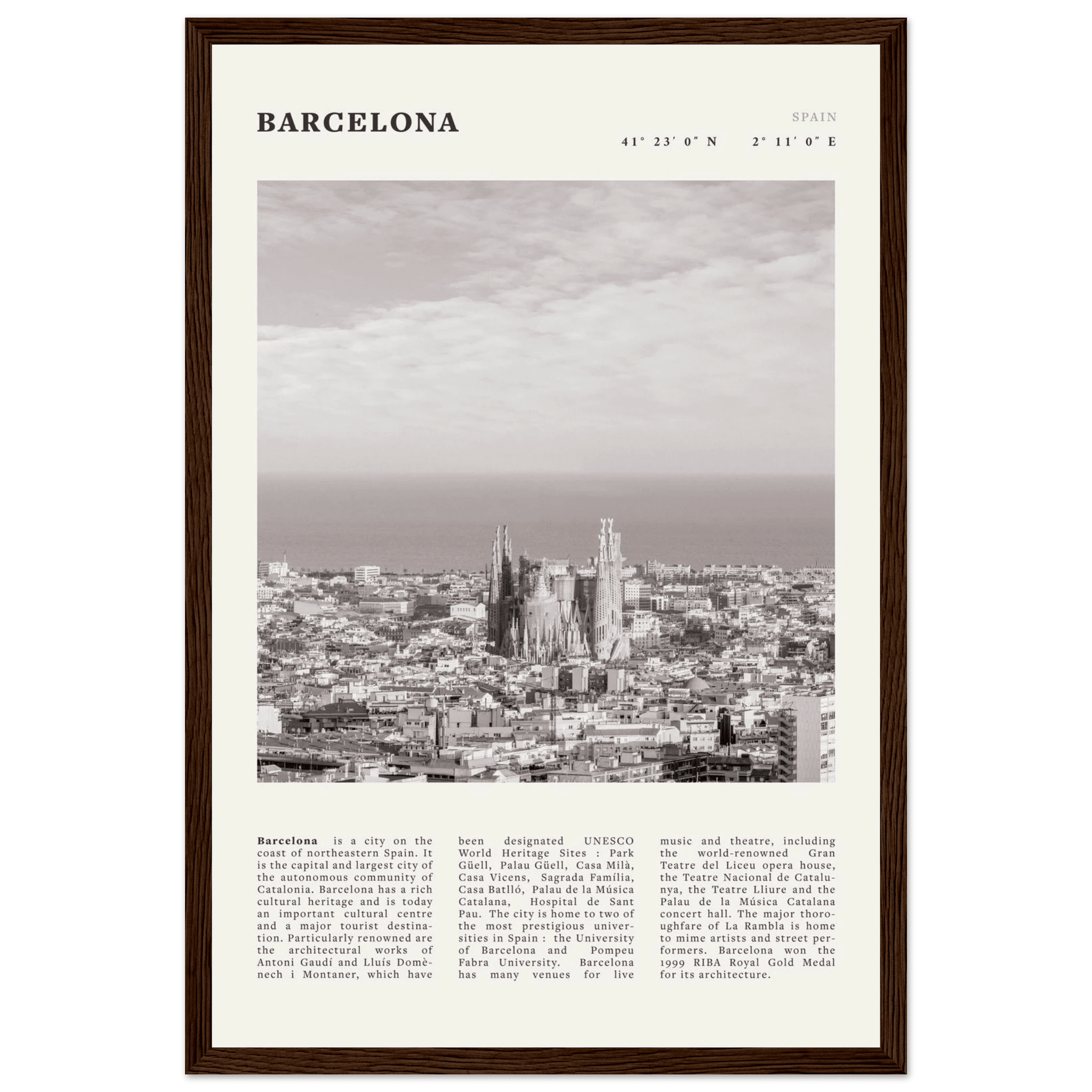 Barcelona Poster | Black & White Sagrada Familia Wall Art | Spain Travel Print - Evergreen Posters