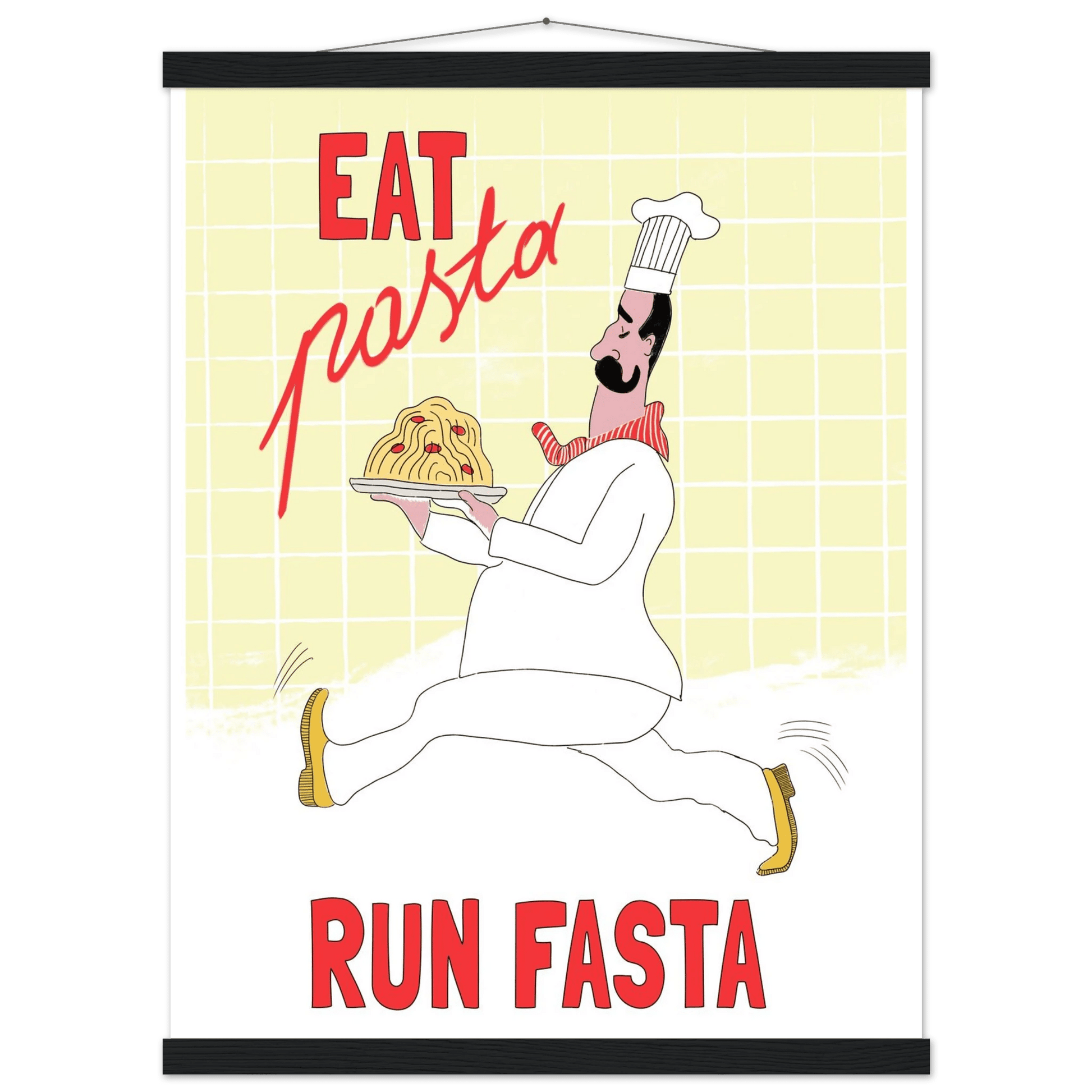 Eat Pasta Run Fasta Poster – Playful Kitchen Wall Art Print (Digital & Printed Options) - Evergreen Posters