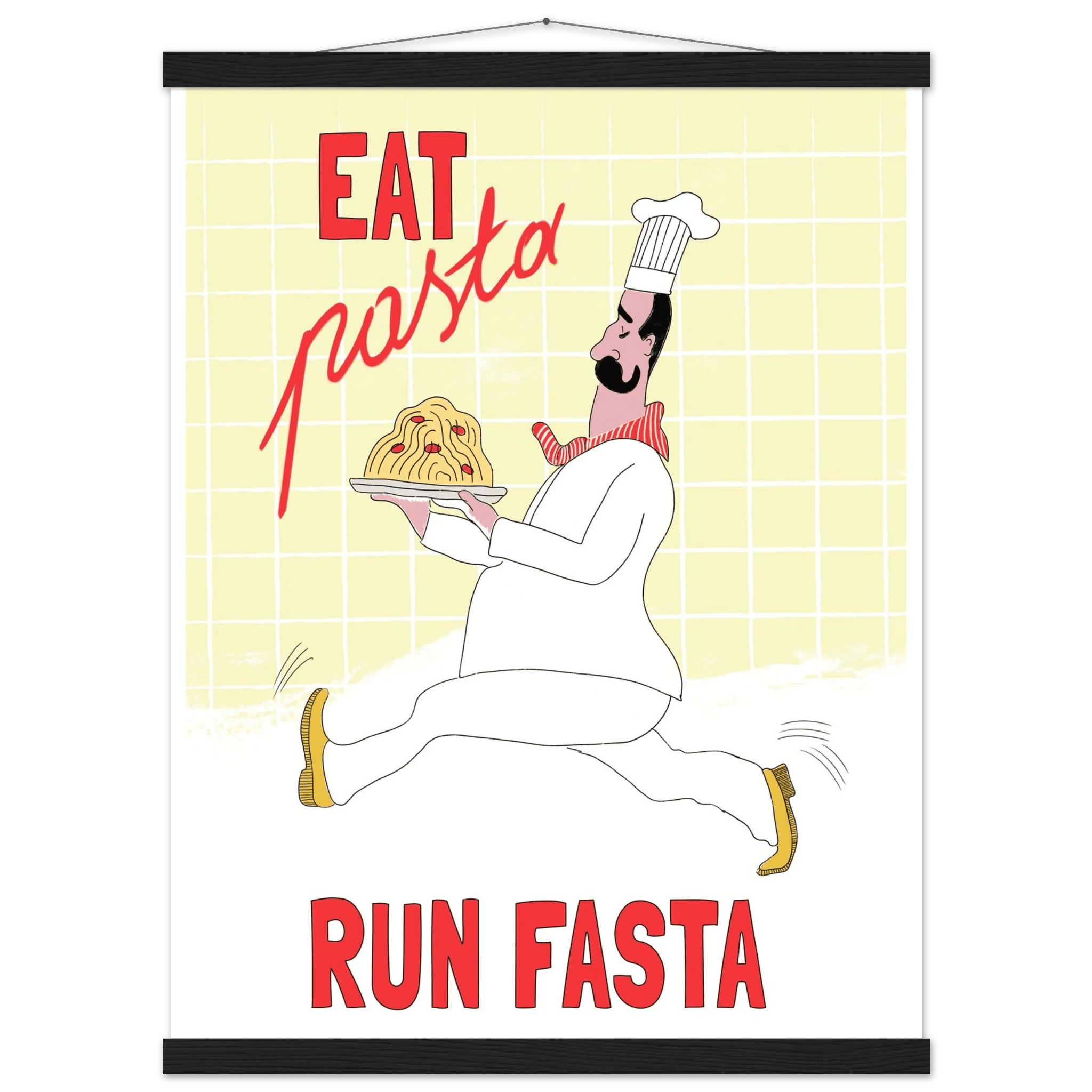 Eat Pasta Run Fasta Poster – Playful Kitchen Wall Art Print (Digital & Printed Options) - Evergreen Posters