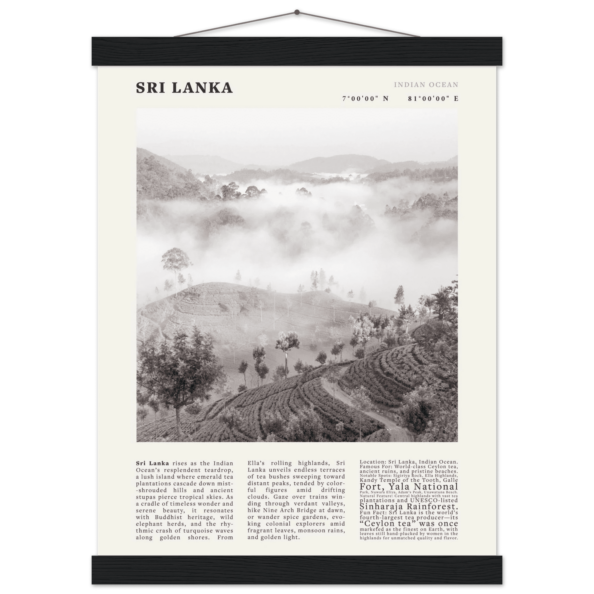 Sri Lanka Poster Black and White – Vintage Ceylon Tea Plantation Print (Digital & Printed Options) - Evergreen Posters