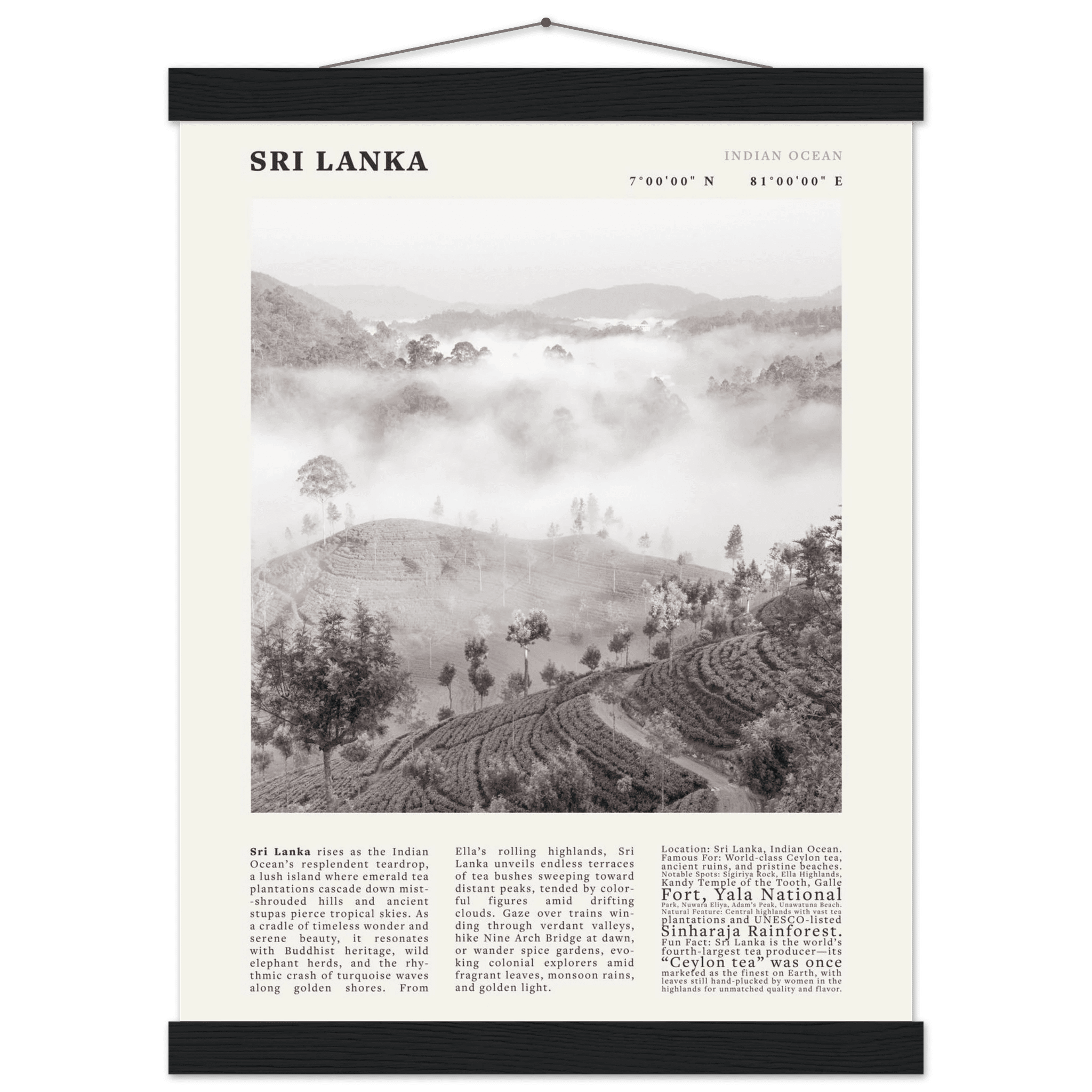 Sri Lanka Poster Black and White – Vintage Ceylon Tea Plantation Print (Digital & Printed Options) - Evergreen Posters
