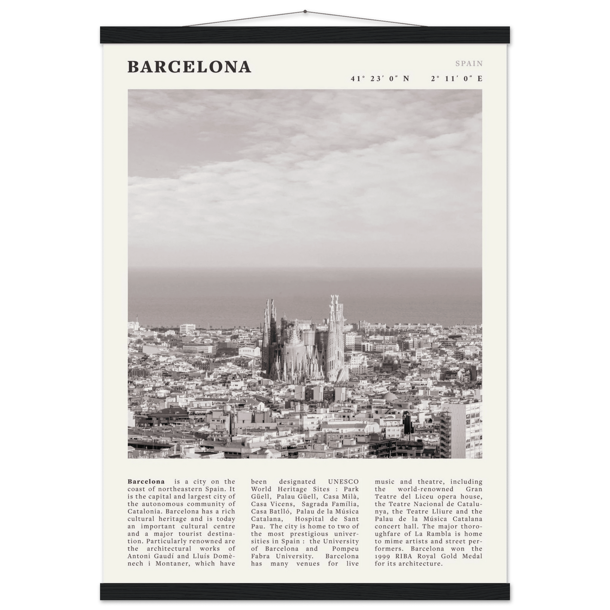 Barcelona Poster | Black & White Sagrada Familia Wall Art | Spain Travel Print - Evergreen Posters