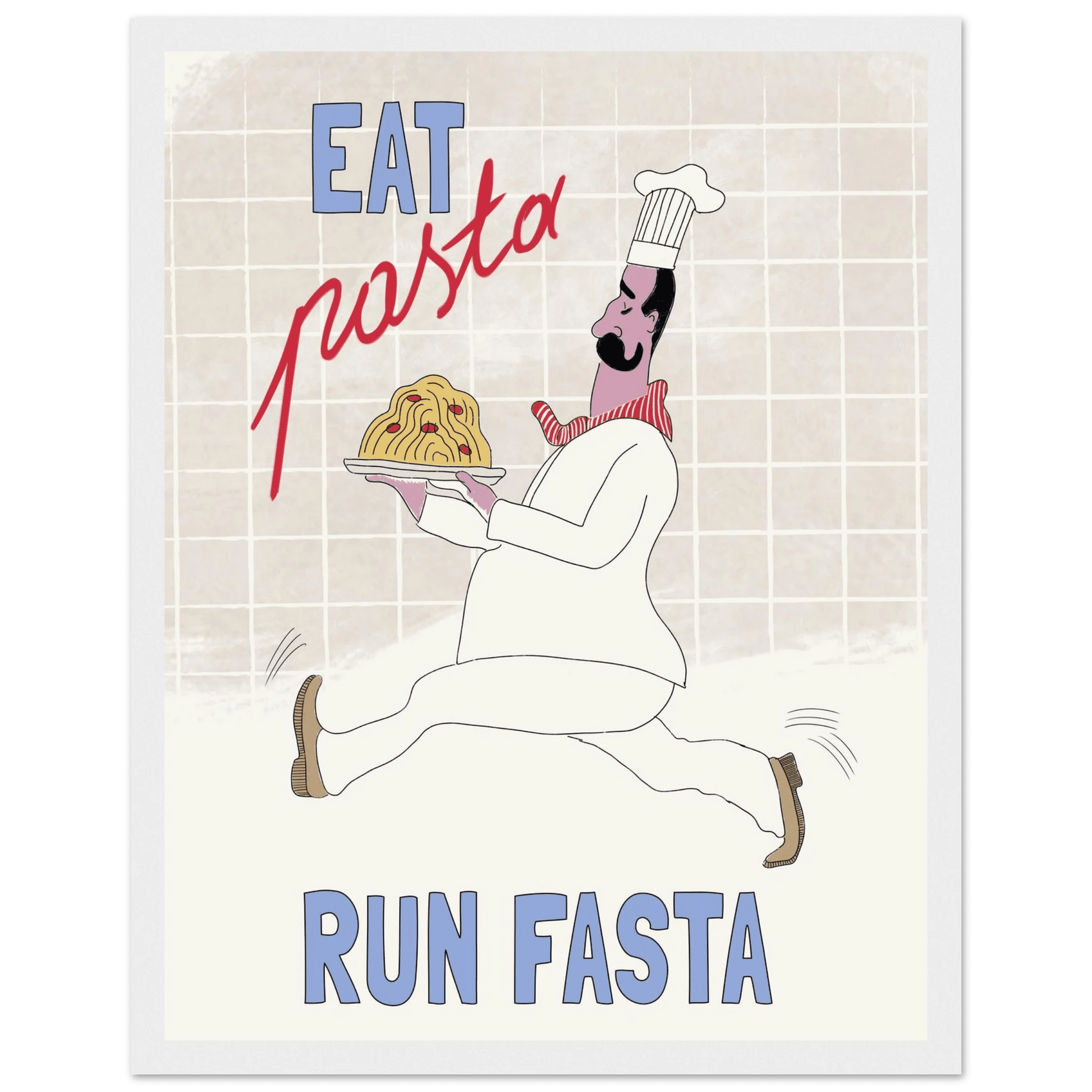 Eat Pasta Run Fasta Poster – Fun Kitchen Wall Art Print (Digital & Printed Options) - Evergreen Posters