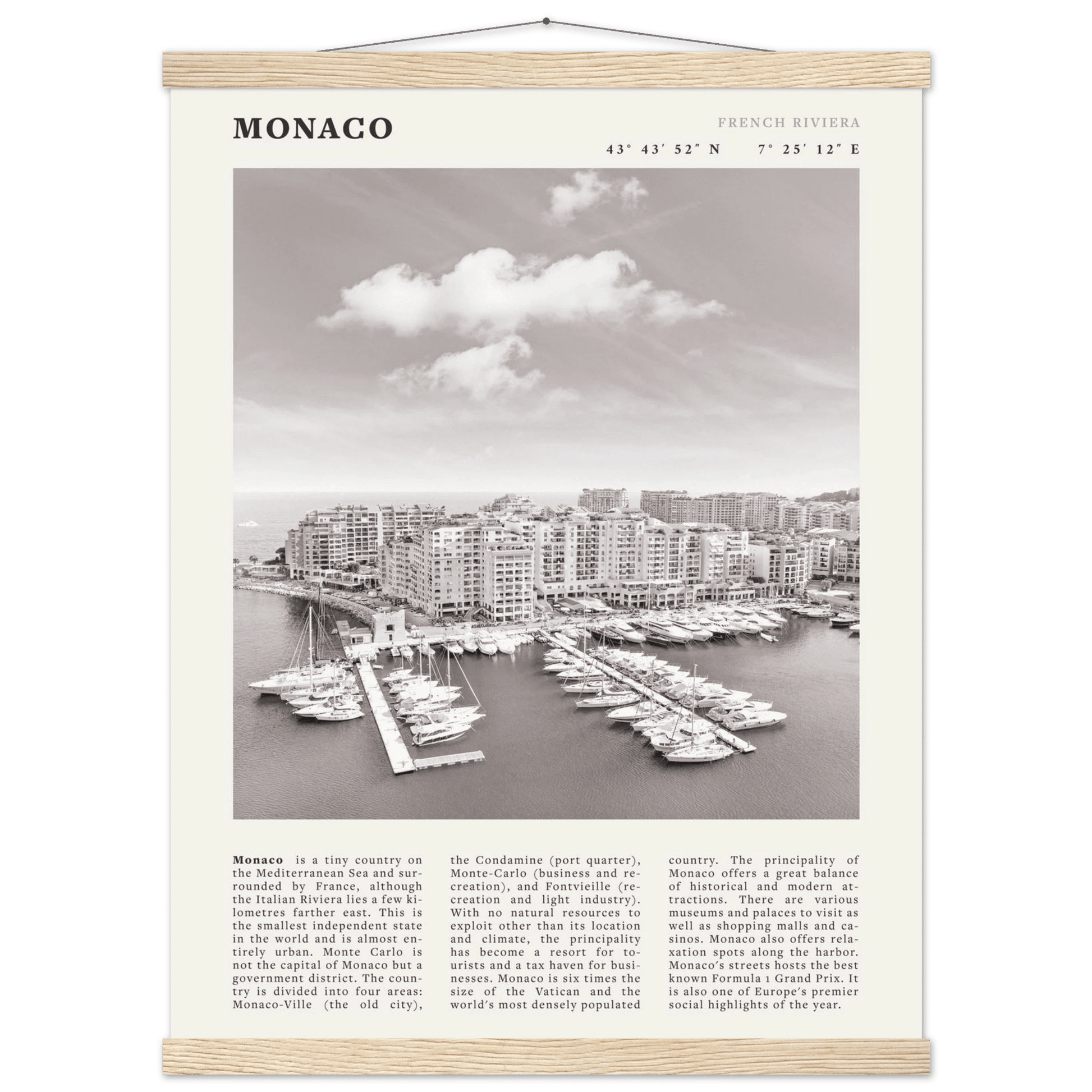 Monaco Poster Black and White – Vintage Monte Carlo Harbor Print (Digital & Printed Options) - Evergreen Posters