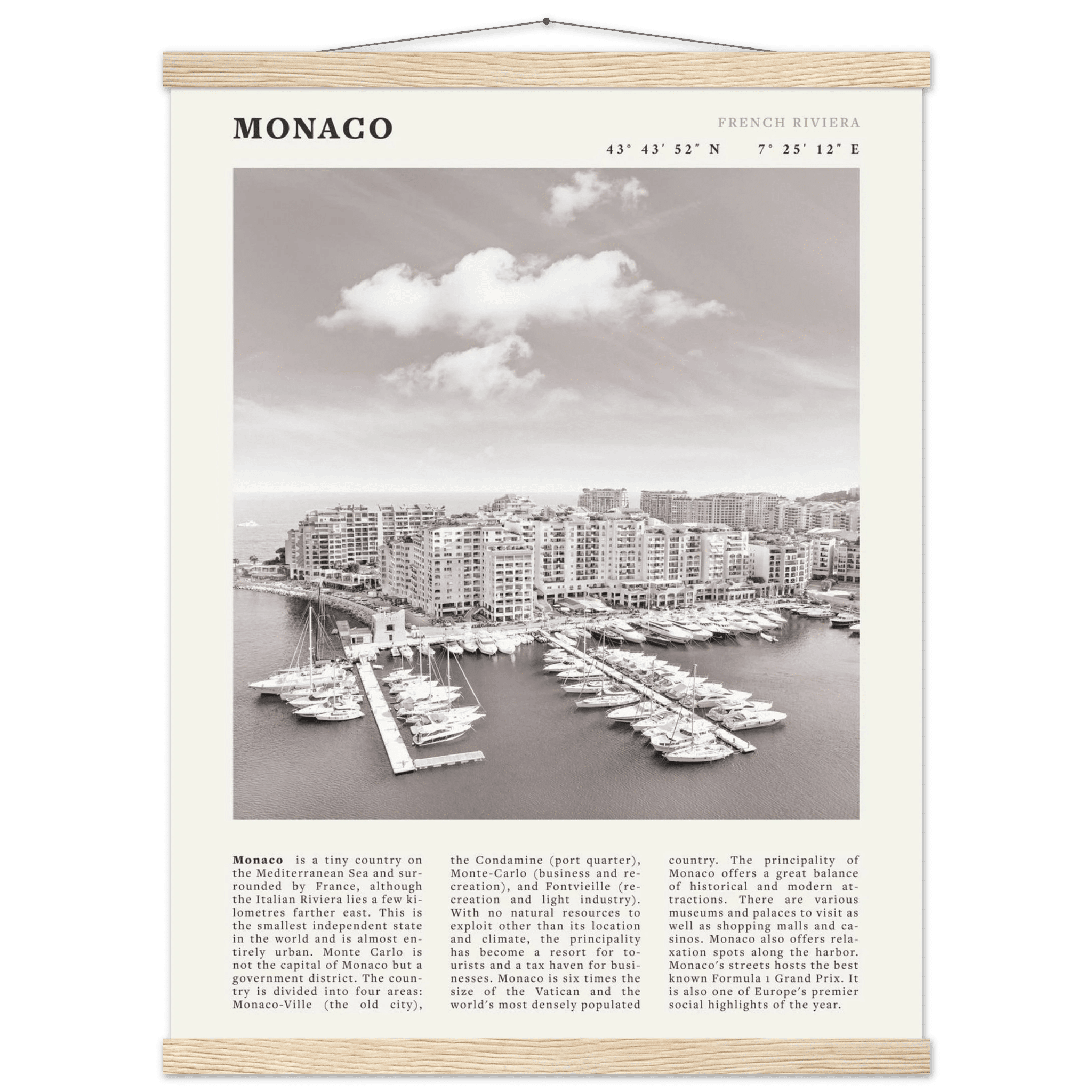 Monaco Poster Black and White – Vintage Monte Carlo Harbor Print (Digital & Printed Options) - Evergreen Posters