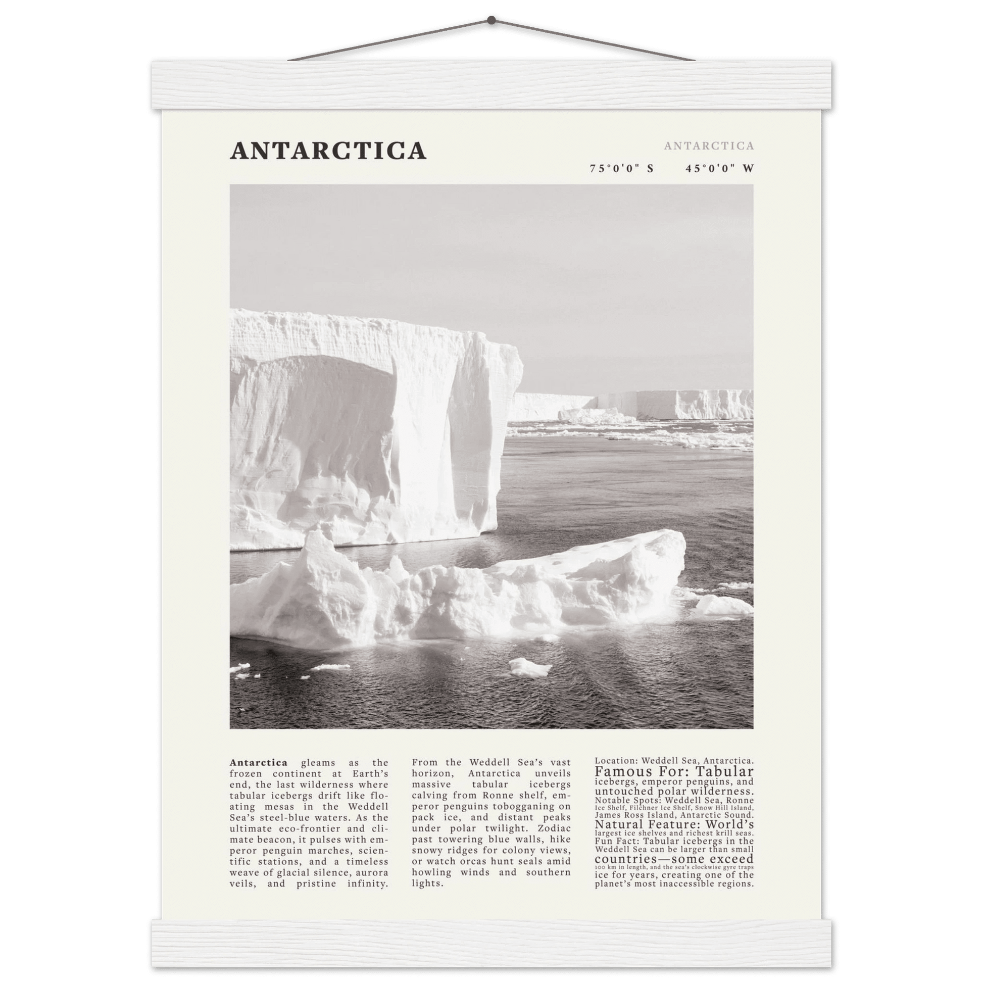 Antarctica Poster Black and White – Vintage Weddell Sea Iceberg Print (Digital & Printed Options) - Evergreen Posters