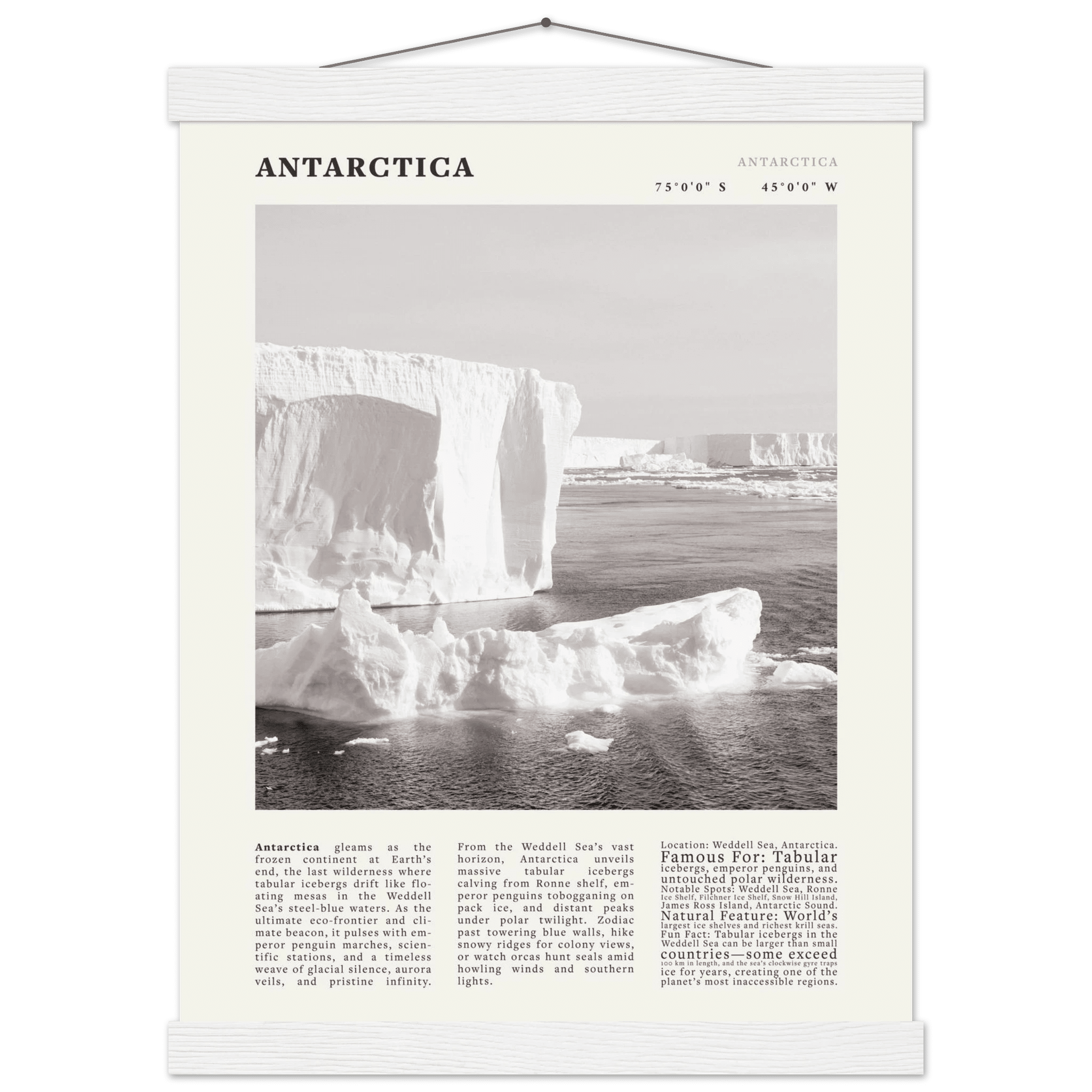 Antarctica Poster Black and White – Vintage Weddell Sea Iceberg Print (Digital & Printed Options) - Evergreen Posters