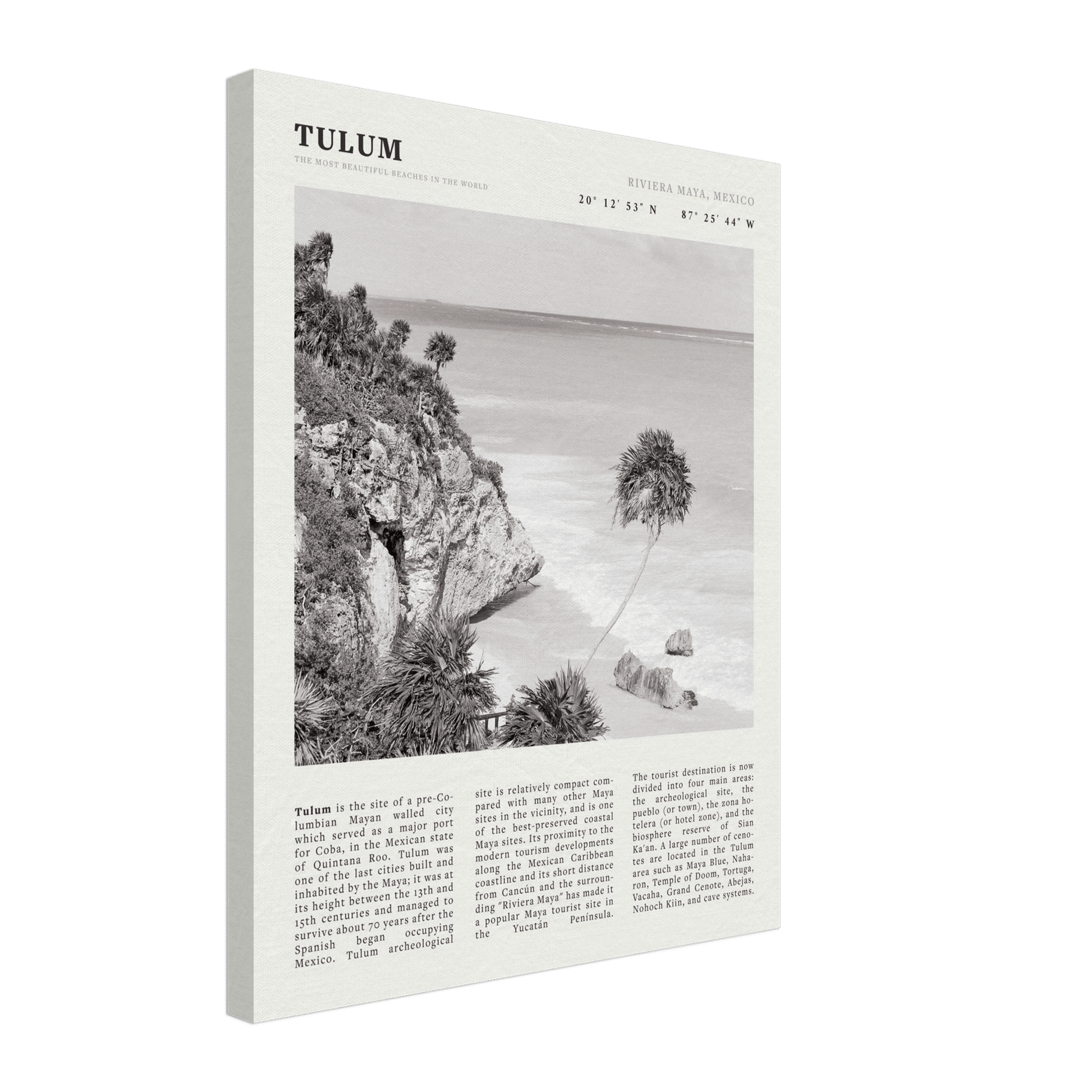Tulum Poster | Black & White Riviera Maya Mexico Wall Art | Beach Travel Print - Evergreen Posters