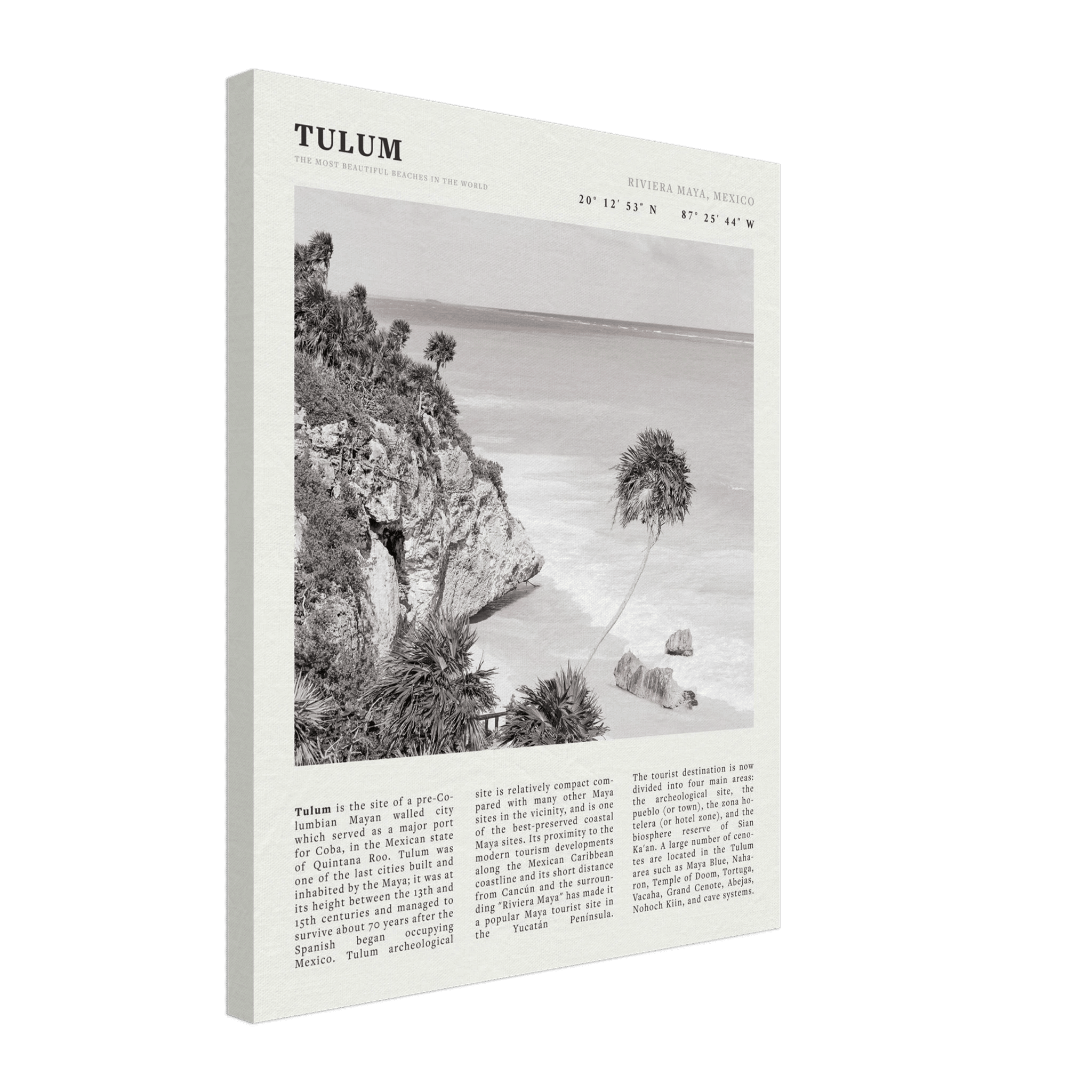 Tulum Poster | Black & White Riviera Maya Mexico Wall Art | Beach Travel Print - Evergreen Posters