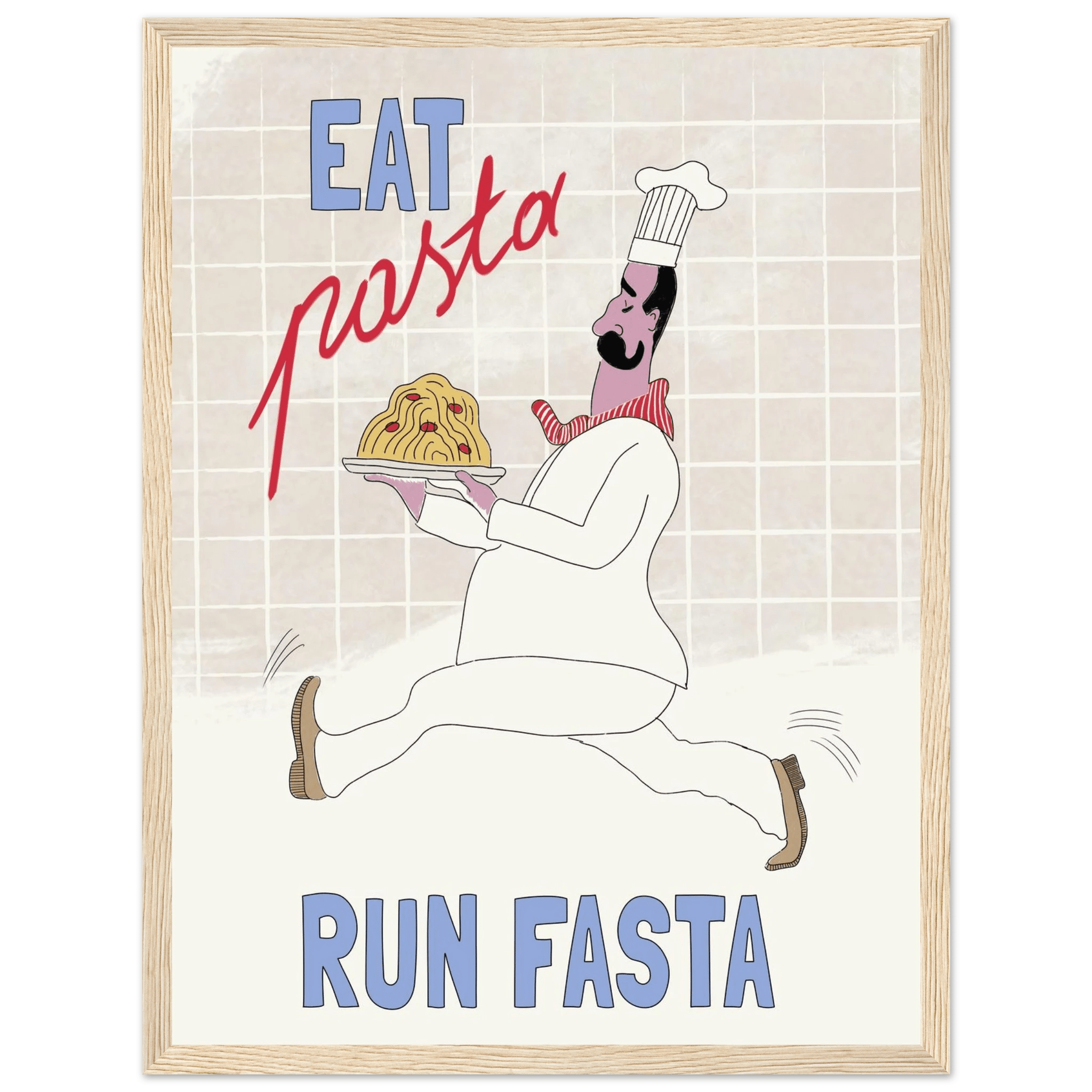 Eat Pasta Run Fasta Poster – Fun Kitchen Wall Art Print (Digital & Printed Options) - Evergreen Posters