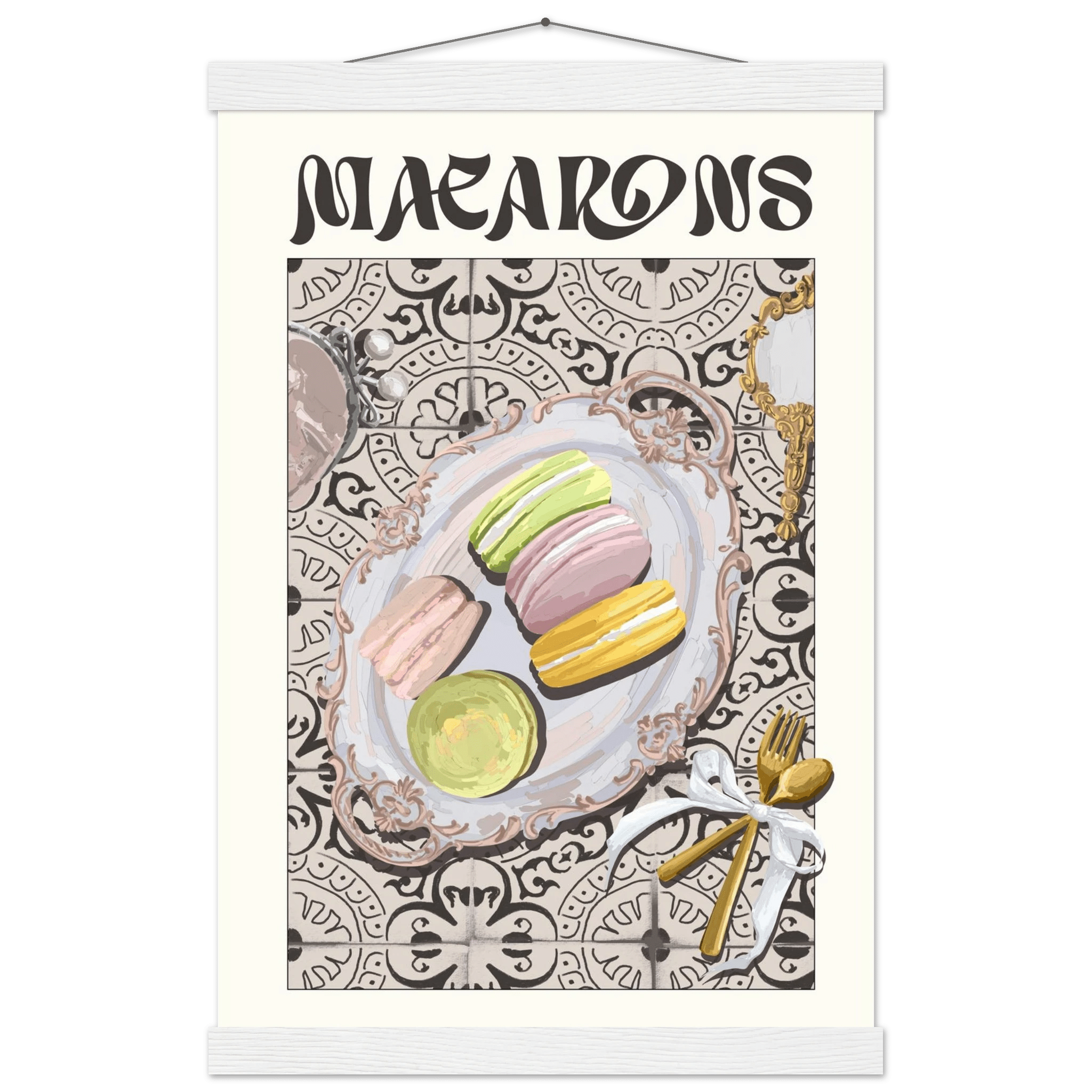 Macarons Poster – Playful French Patisserie Kitchen Wall Art Print (Digital & Printed Options) - Evergreen Posters