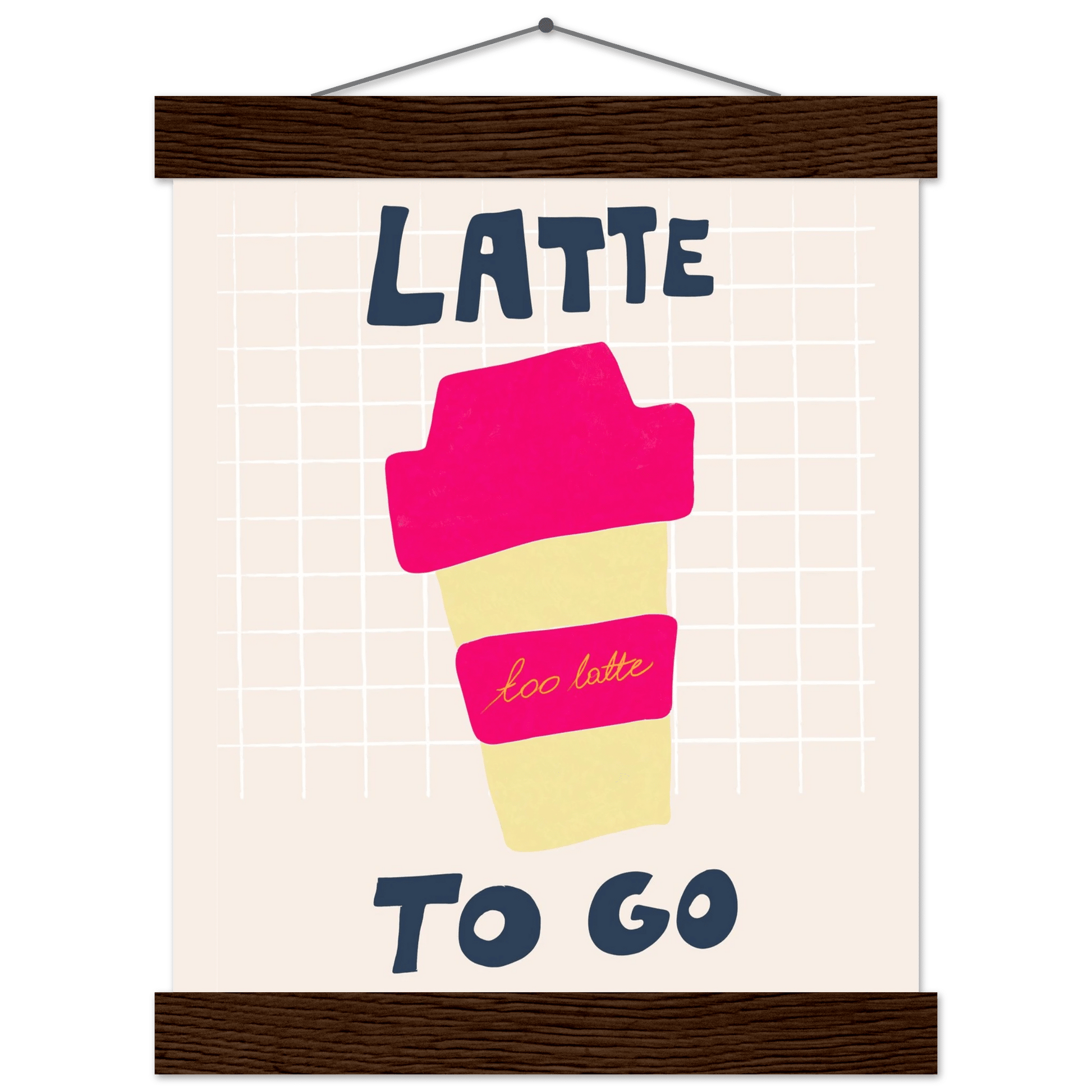 Latte To Go Poster – Playful Coffee Kitchen Wall Art Print (Digital & Printed Options) - Evergreen Posters