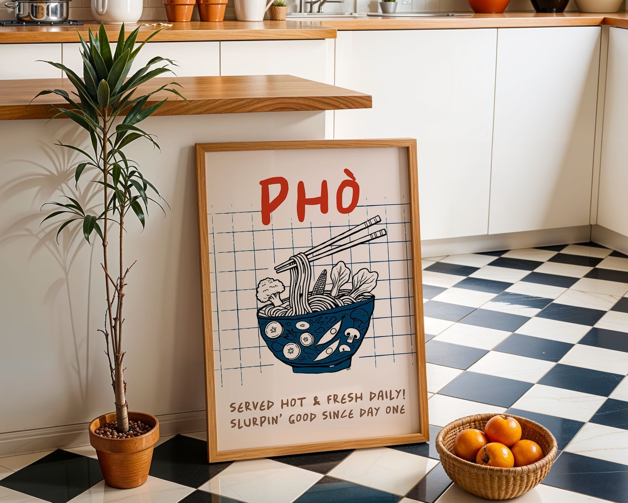 Pho Poster – Slurpin’ Good Vietnamese Kitchen Wall Art Print (Digital & Printed Options) - Evergreen Posters