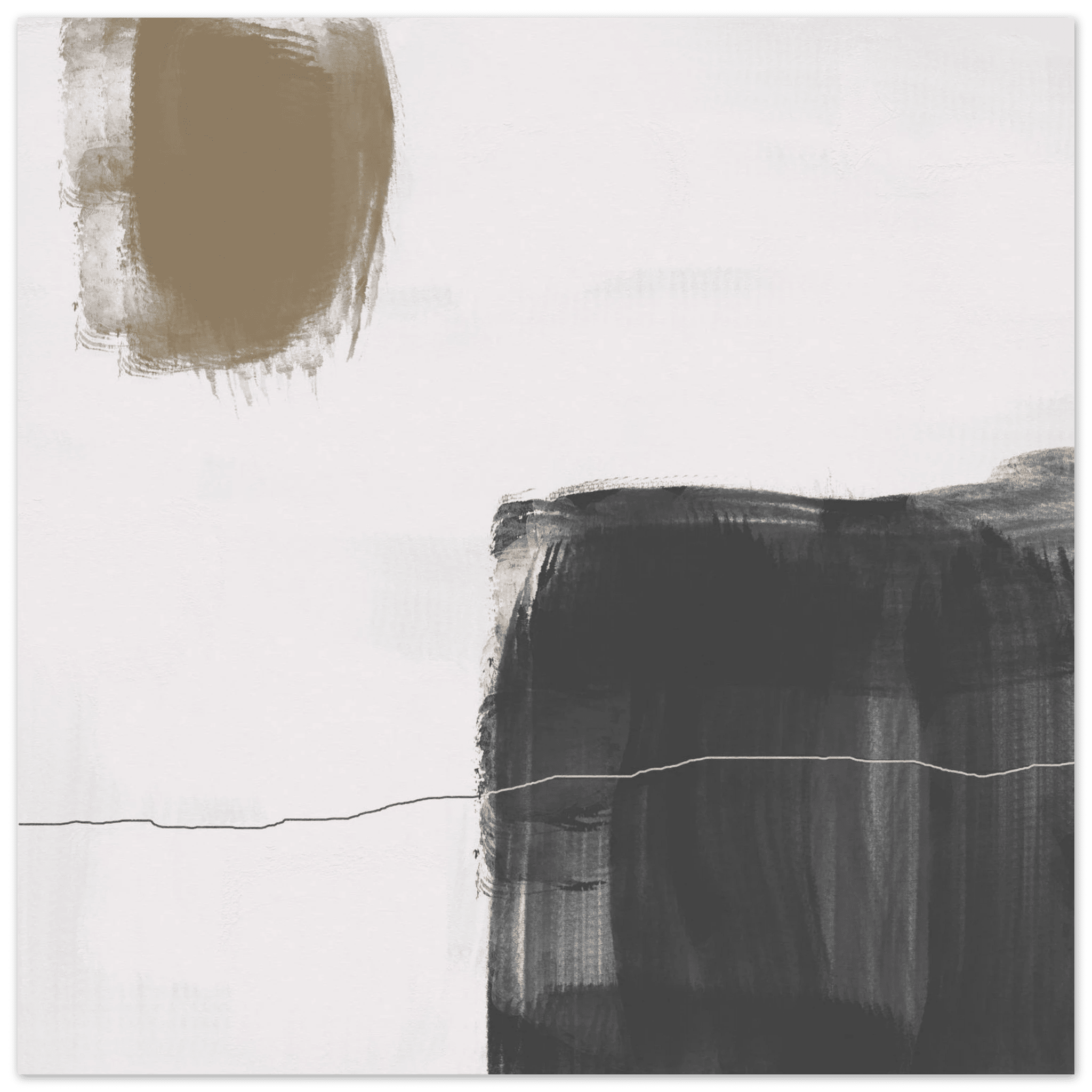 Olive & Black Brushstroke Abstract Poster | Minimalist Square Wall Art | Modern Decor - Evergreen Posters