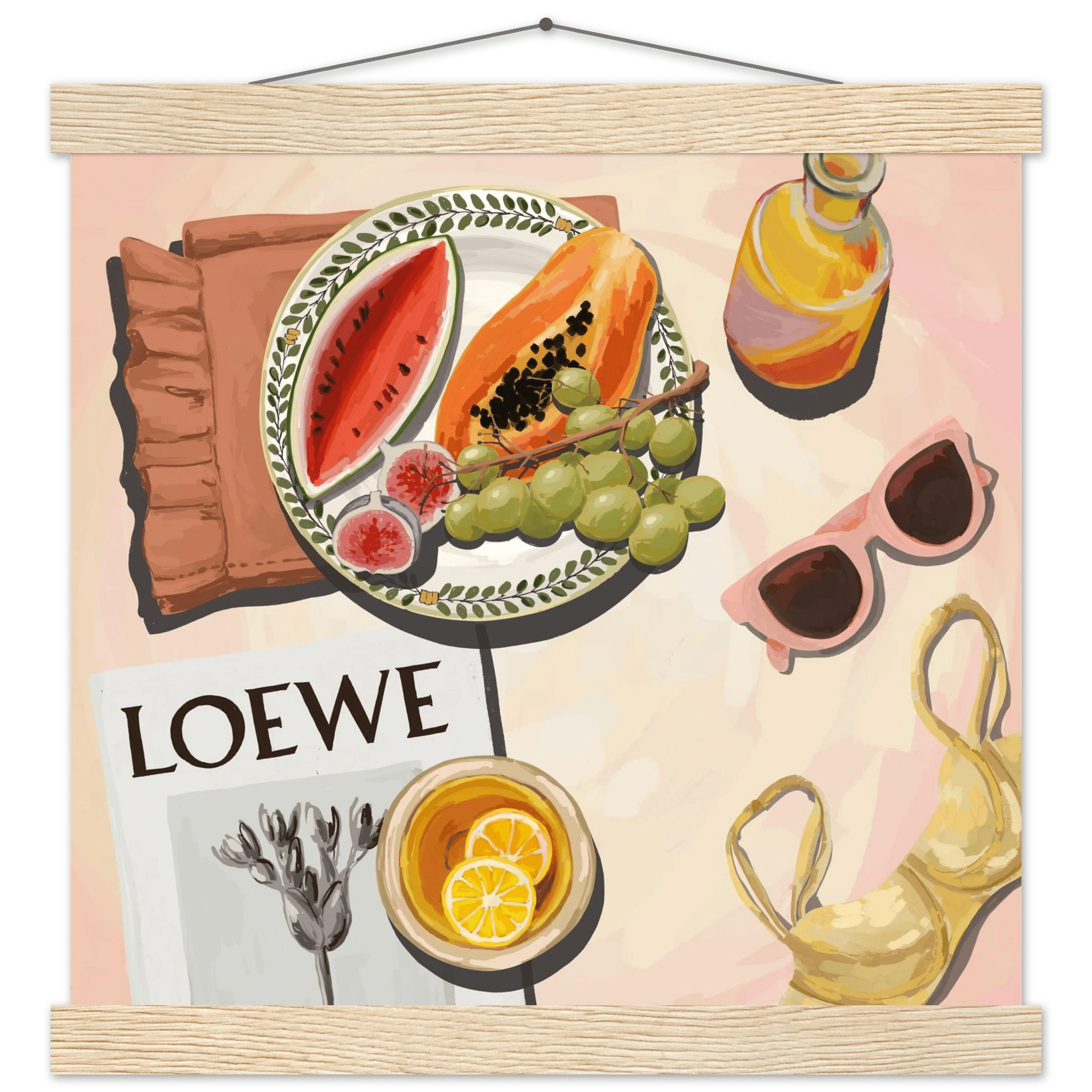 Loewe Summer Fruits Poster | Dopamine Decor Food Wall Art | Pastel Square Kitchen Print - Evergreen Posters - 3